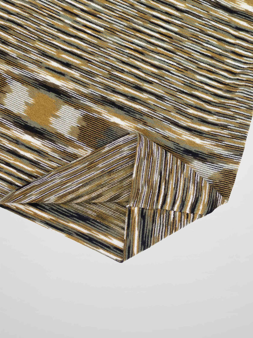 Abstract Stripe Knit Turtleneck-Olive