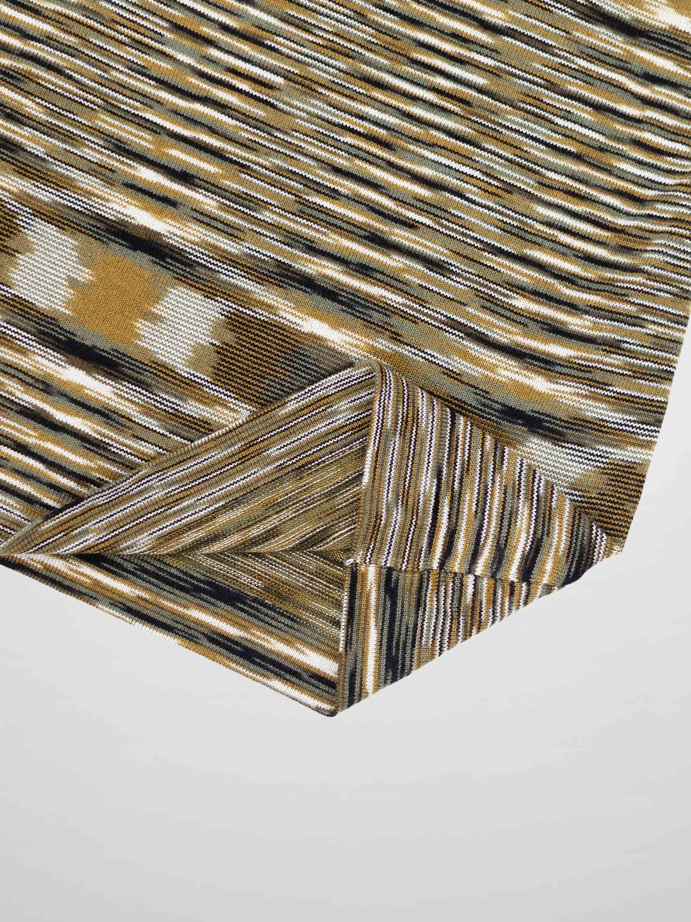 Abstract Stripe Knit Turtleneck-Olive