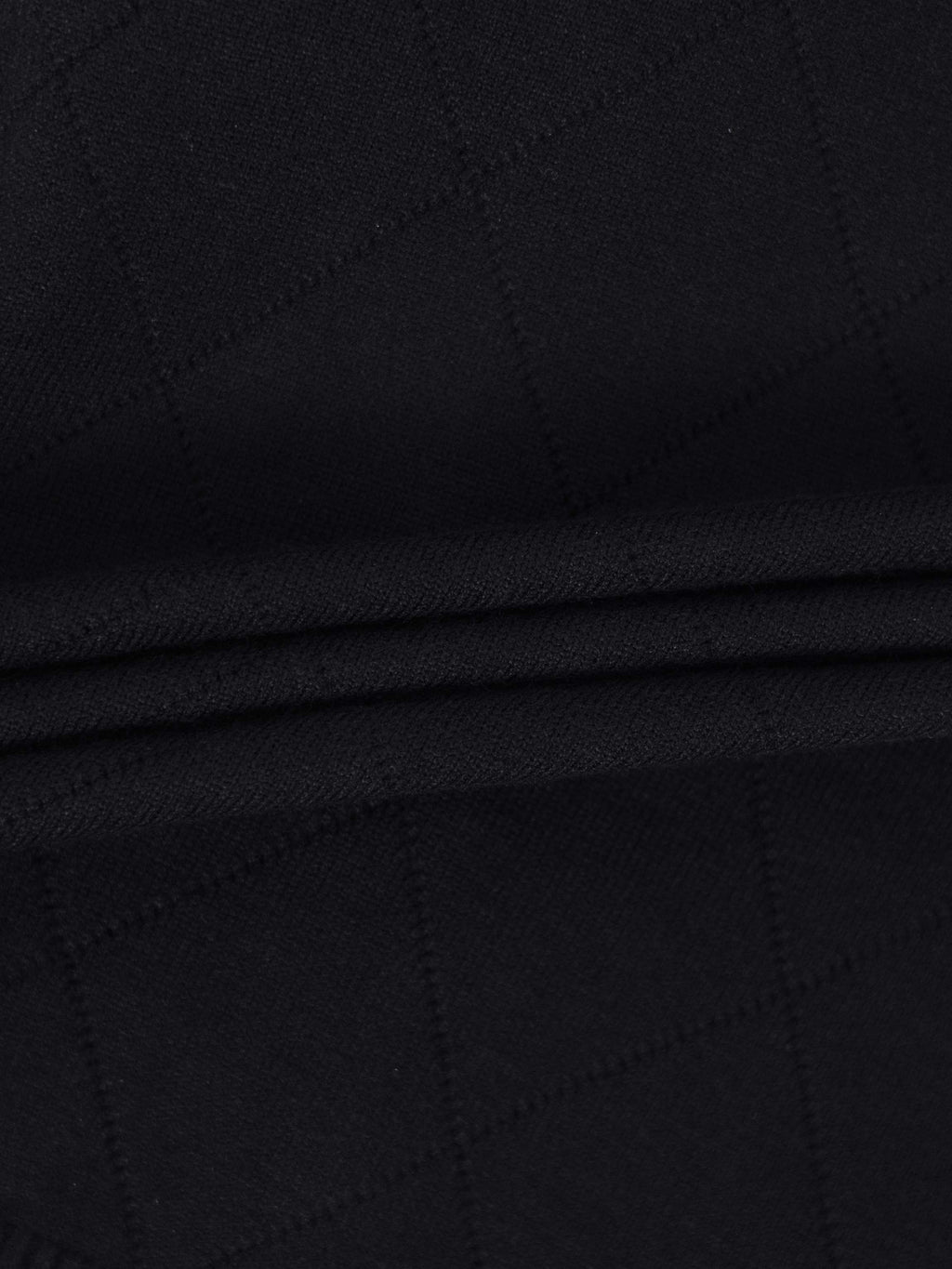 Velvet Detail Pointelle Crew Cardigan-Black/Black