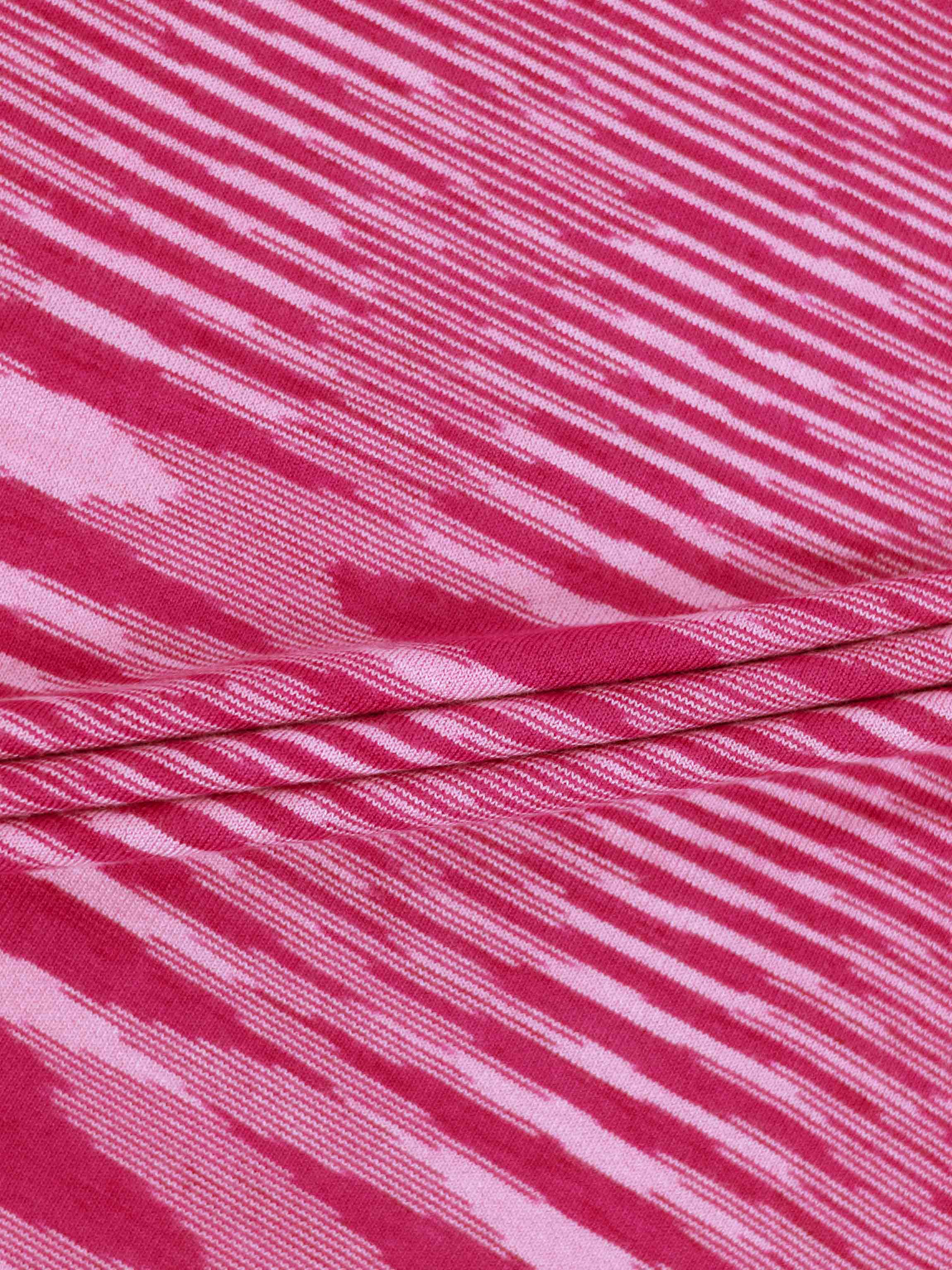 Abstract Stripe Knit Turtleneck-Berry Stripe