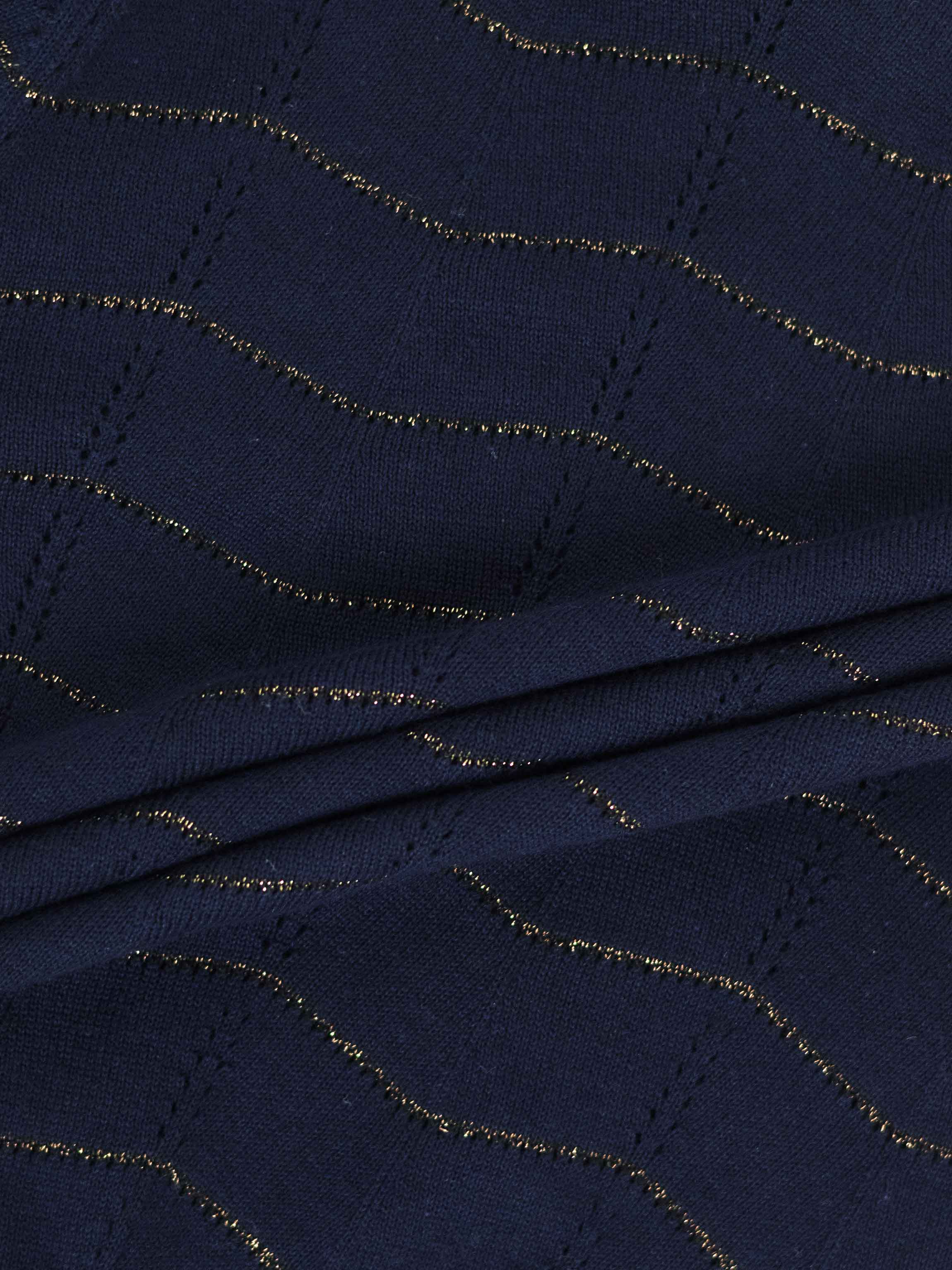 Lurex Striped Sweater-Navy/Black