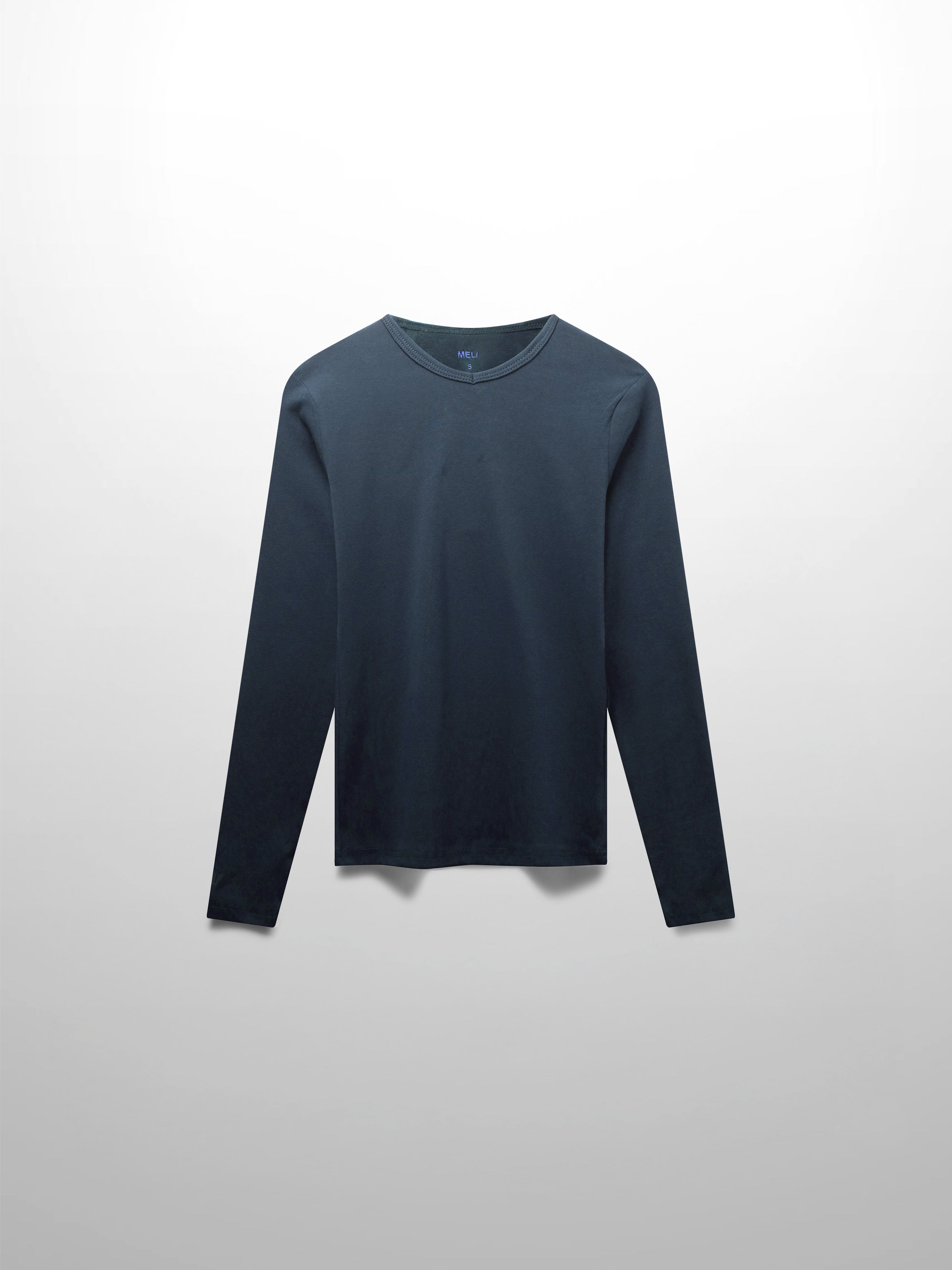 Basic High V Tee Long Sleeve-Deep Navy