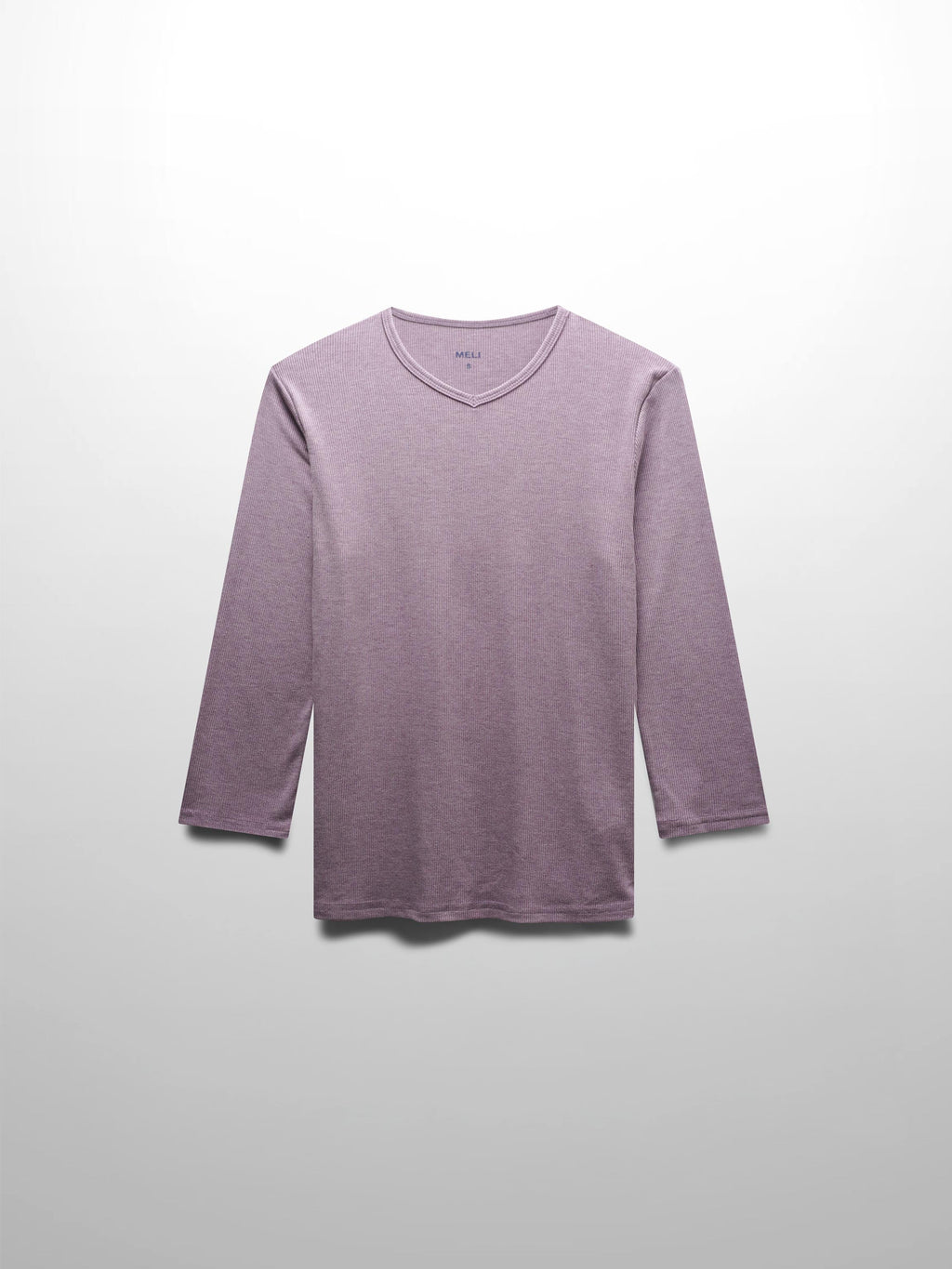 RIBBED HIGH V 3Q-LAVENDER HEATHER