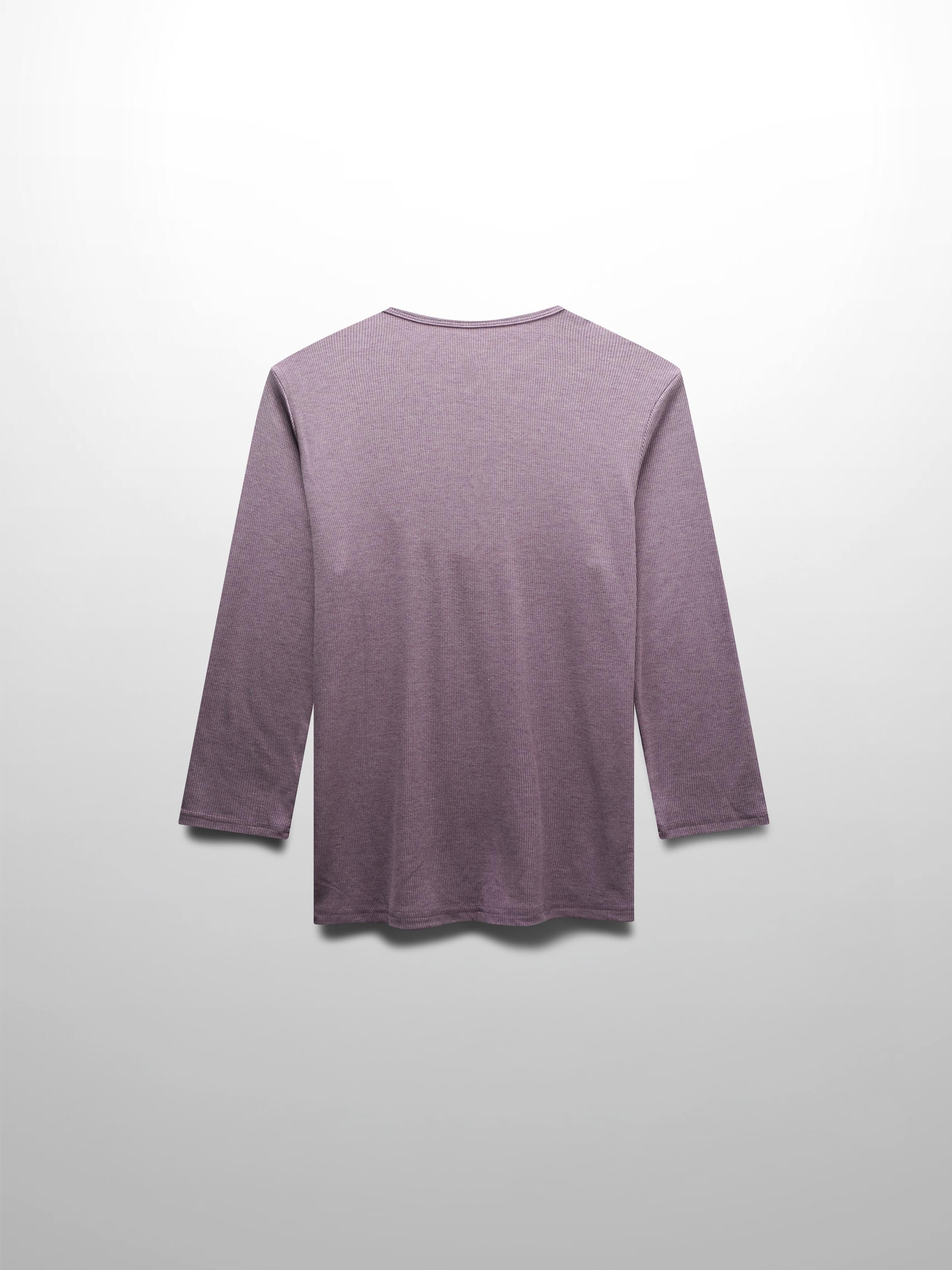 RIBBED HIGH V 3Q-LAVENDER HEATHER