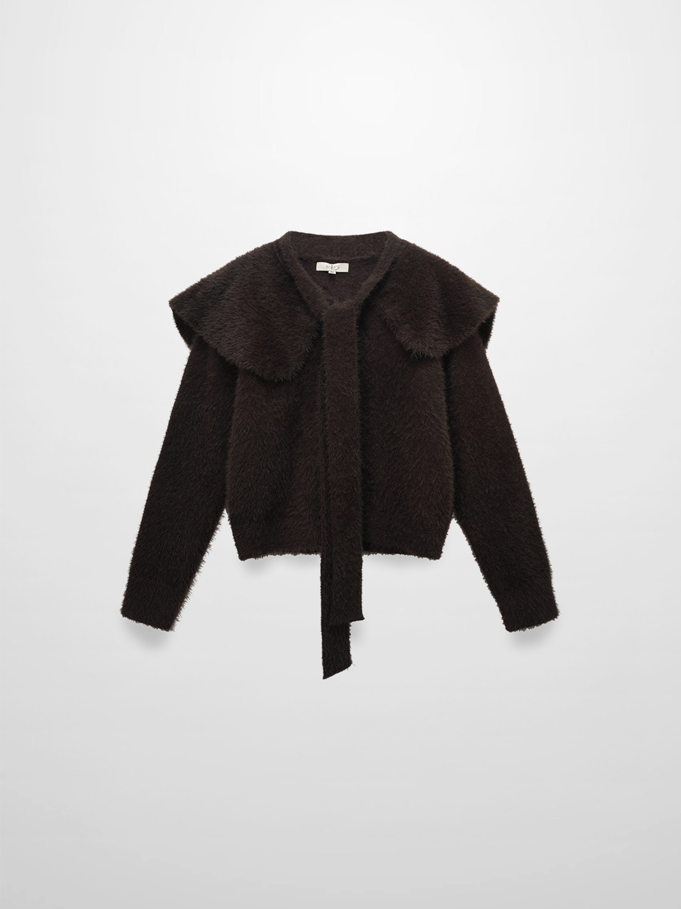 Mohair Shawl Collar Cardigan-Brown