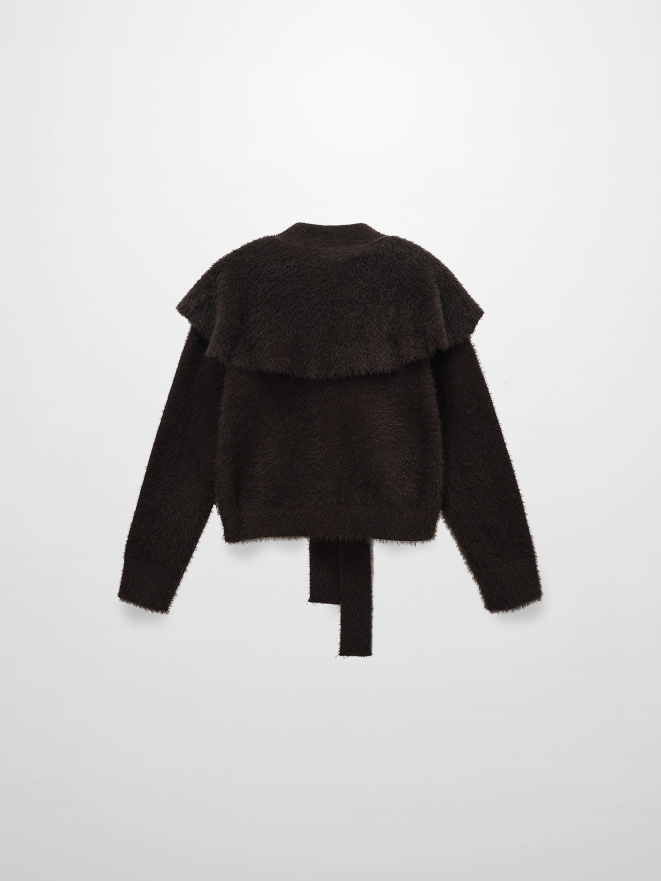 Mohair Shawl Collar Cardigan-Brown