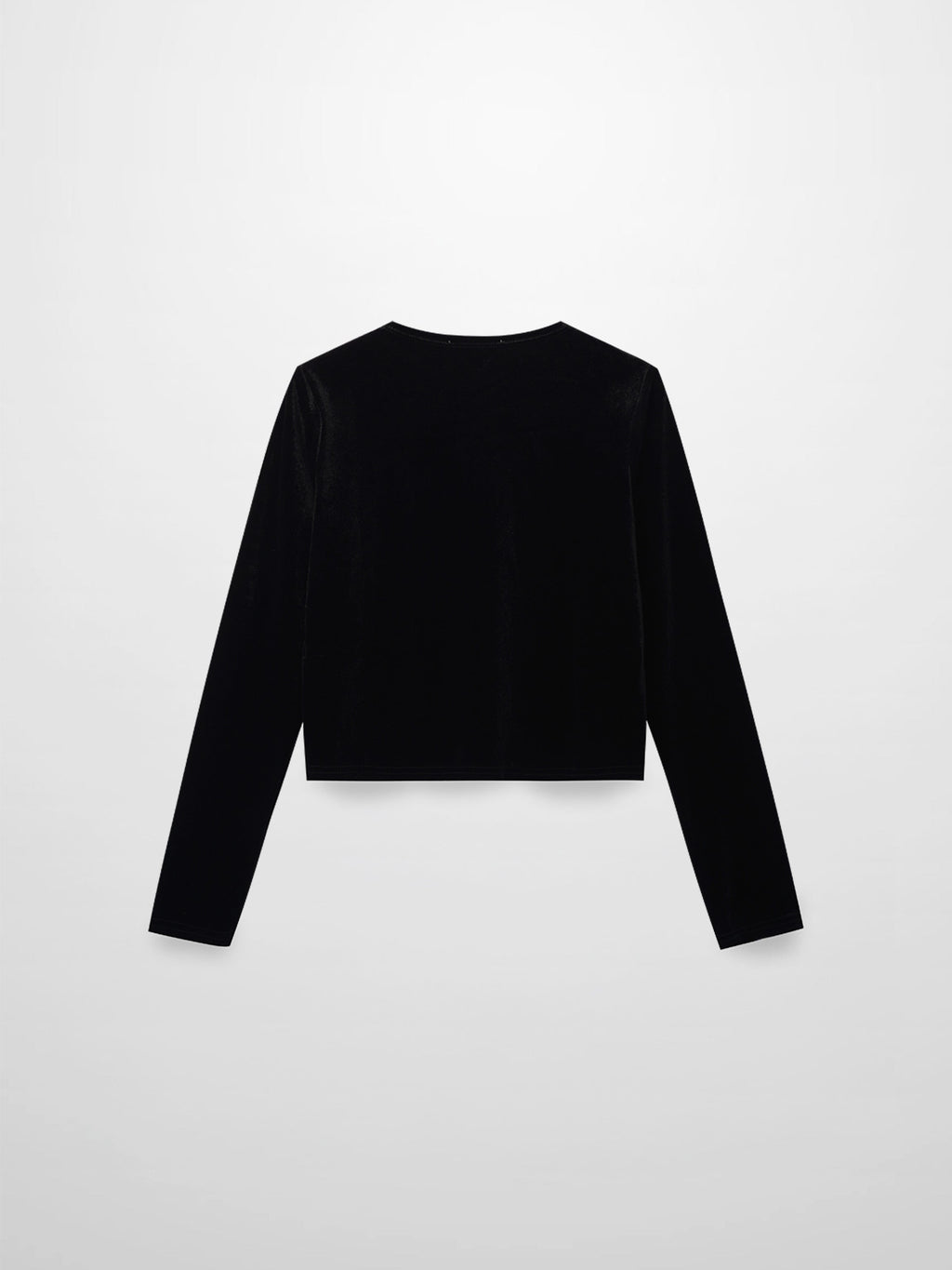 Velour Button Down Crew Cardigan-Black