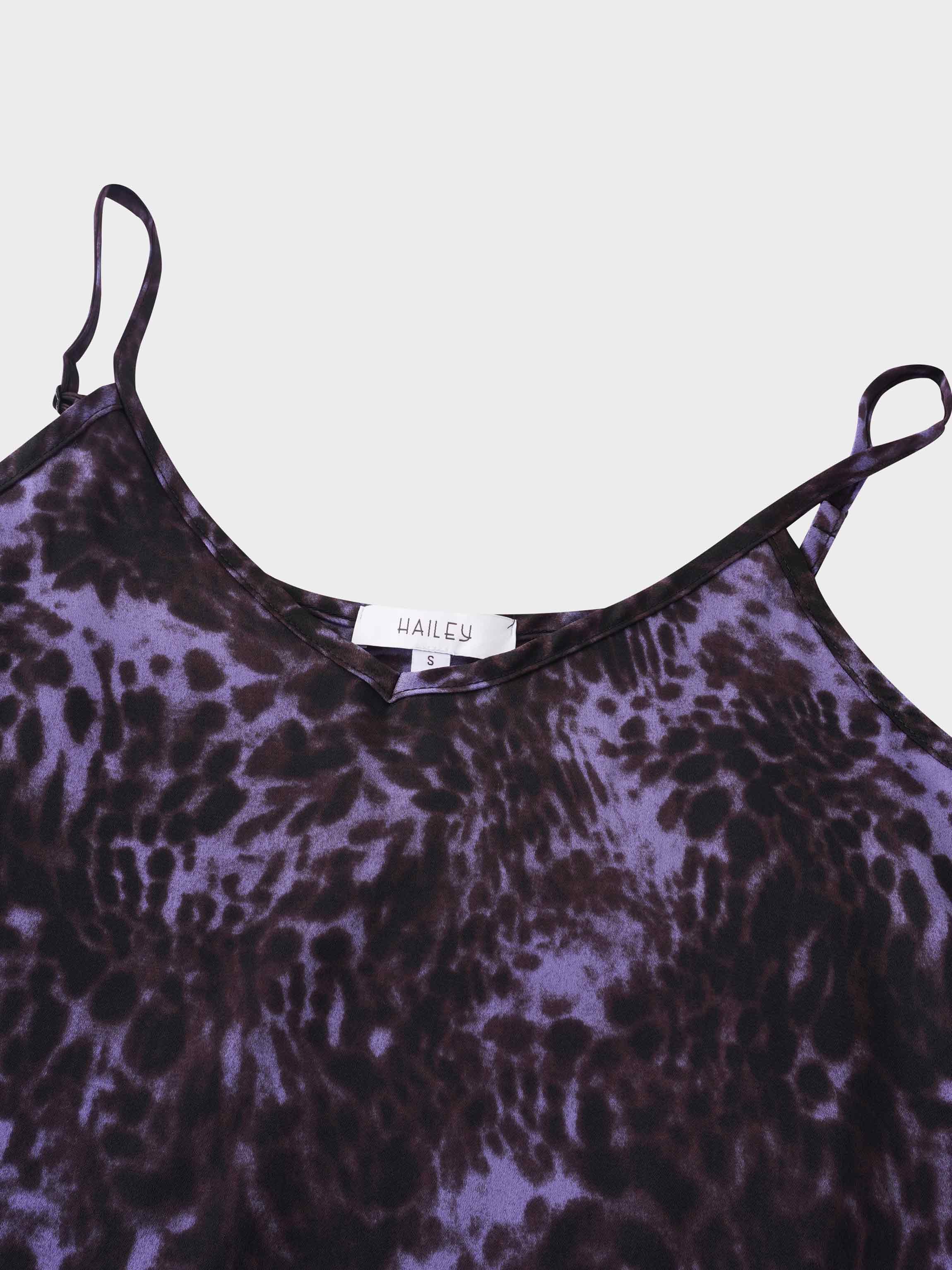 A-Line V Neck Slip Dress-Purple Pebbles