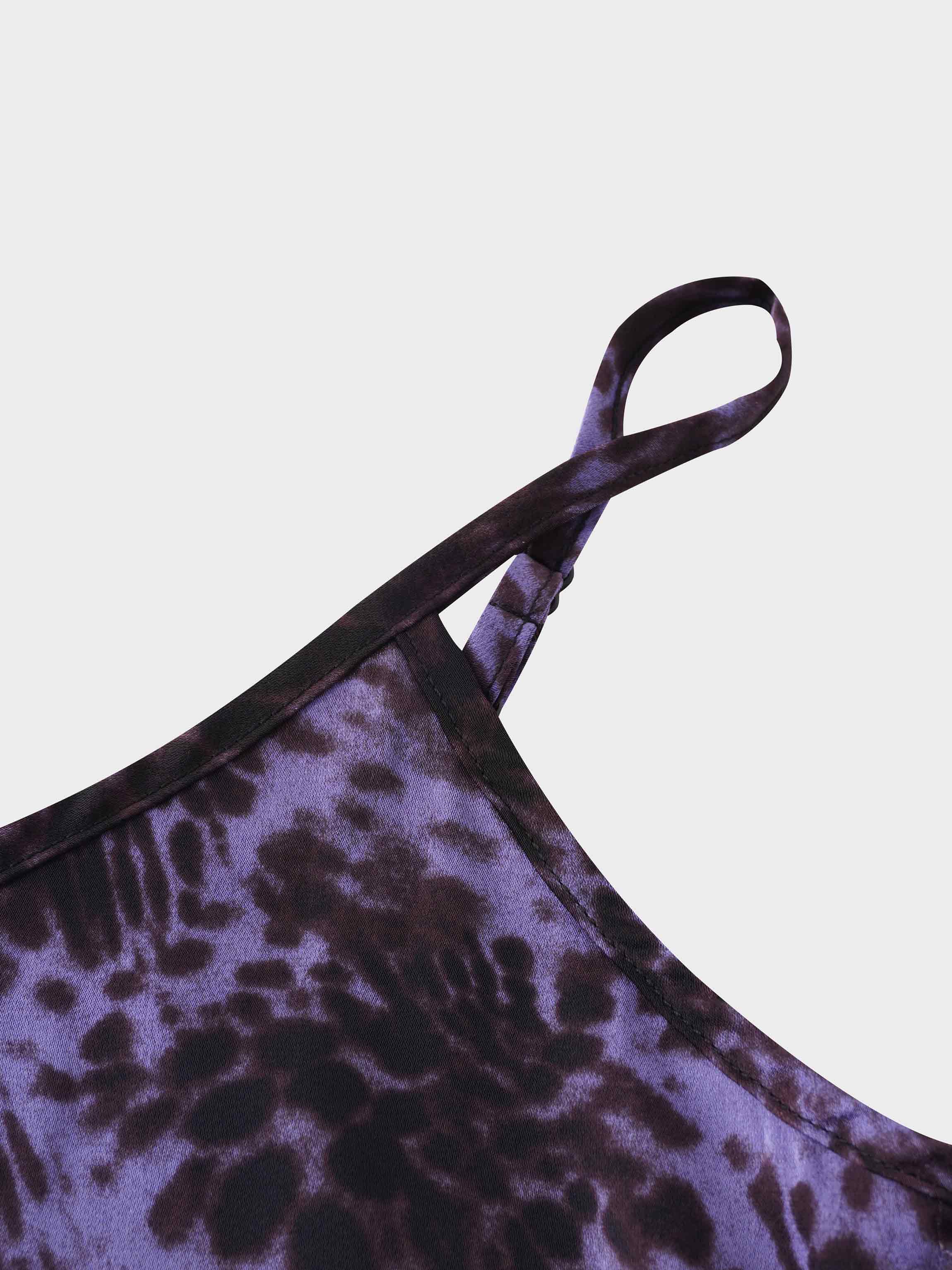 A-Line V Neck Slip Dress-Purple Pebbles