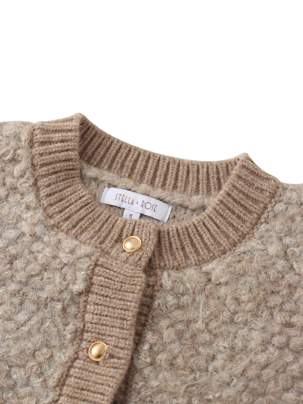 Ribbed Knit Mohair Cardigan Jacket-Camel