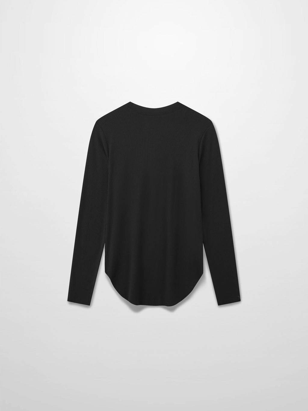 Rounded Hem Ribbed T-Shirt-Black