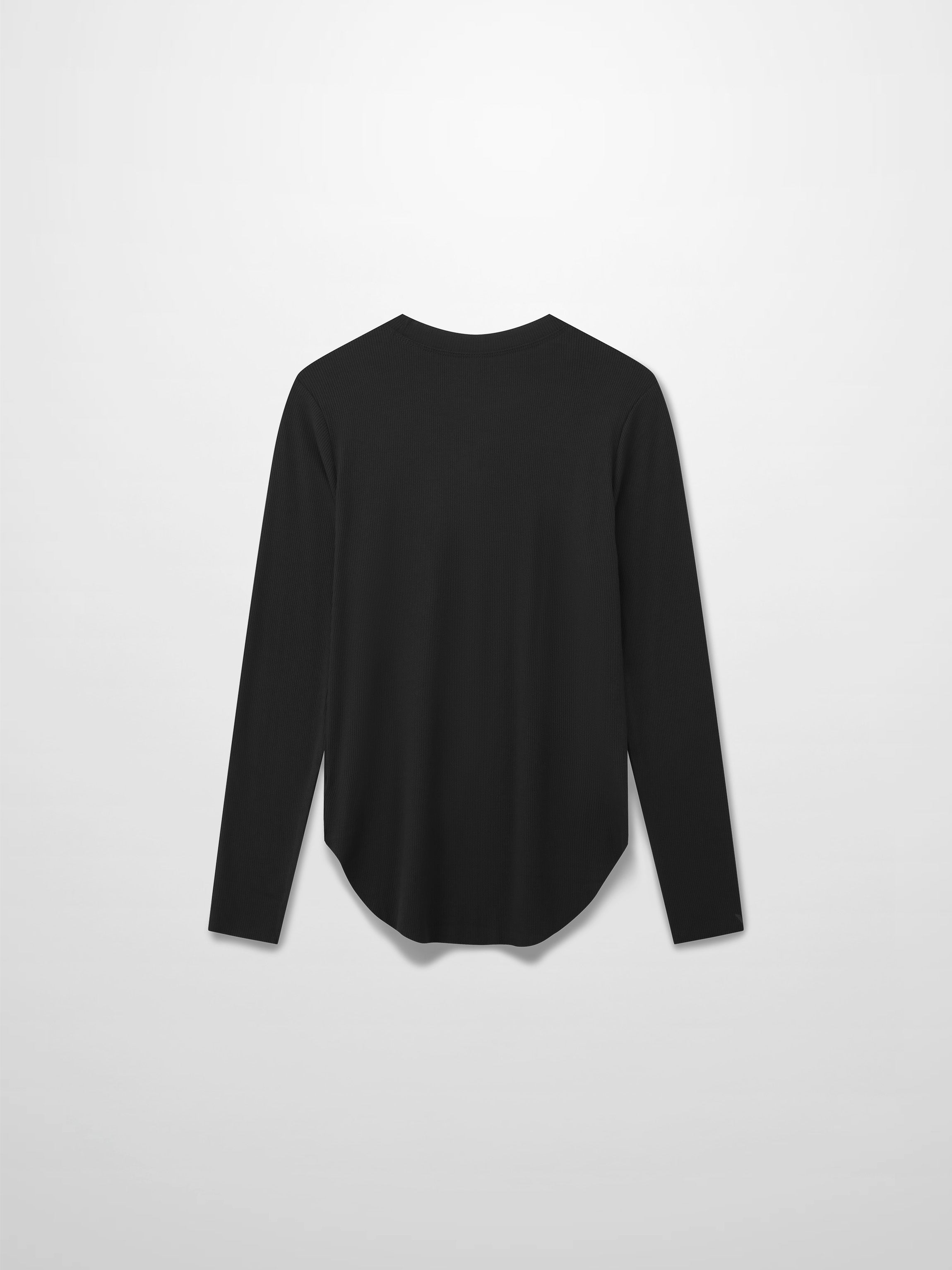 Rounded Hem Ribbed T-Shirt-Black