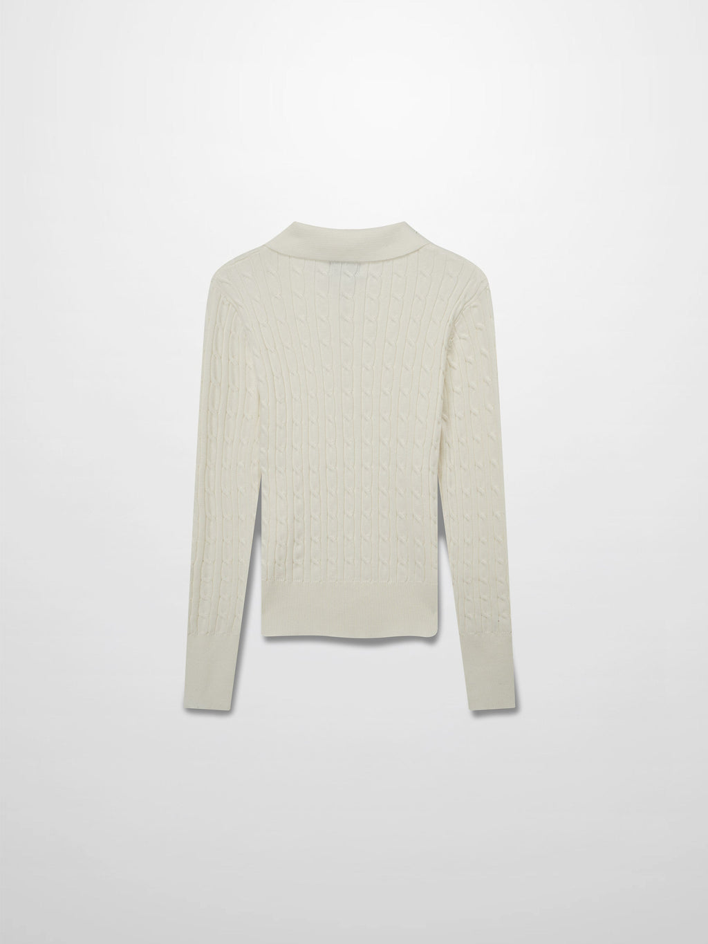 Leather Pull Half Zip Cable Polo-Ivory