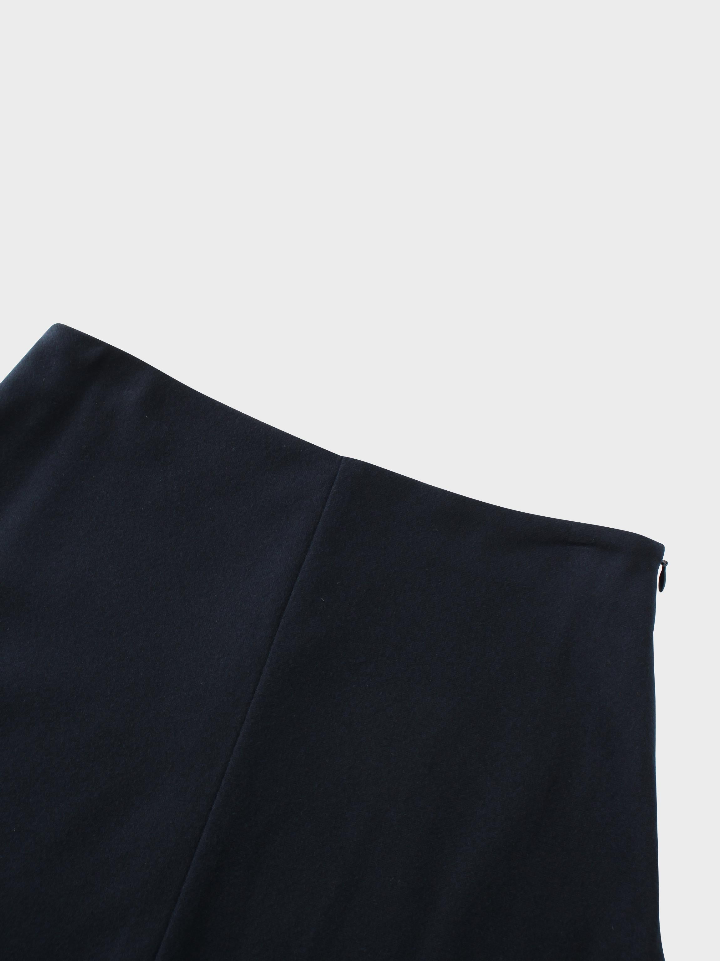 Basic A-Line Seamed Short Skirt-Navy