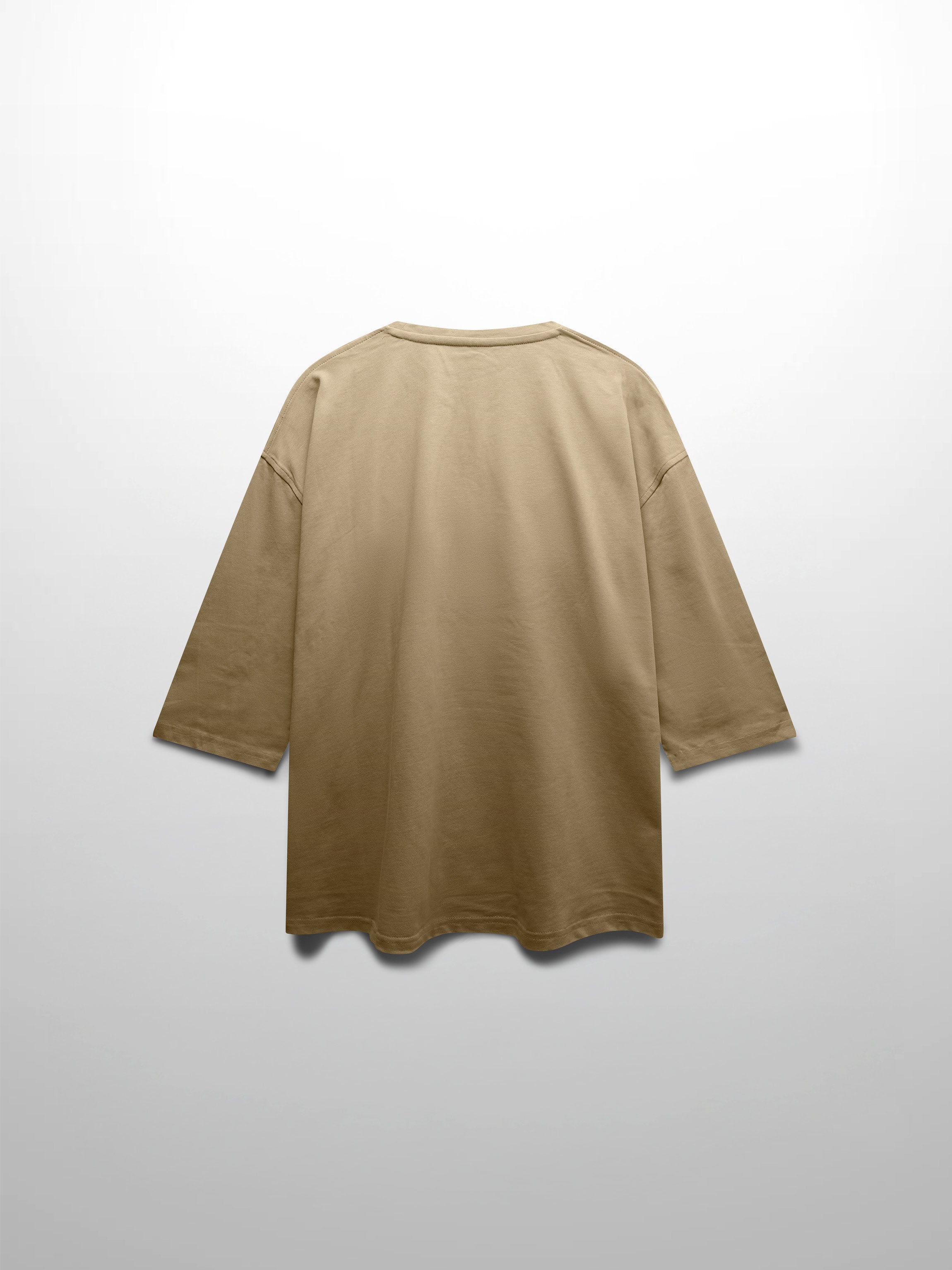 Oversized Boxy 3Q Sleeve Tee-Tan