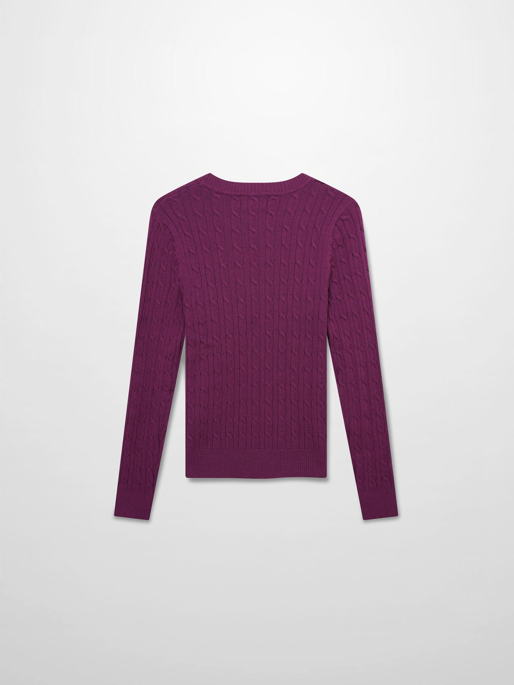 Crew Neck Cable Sweater-Berry