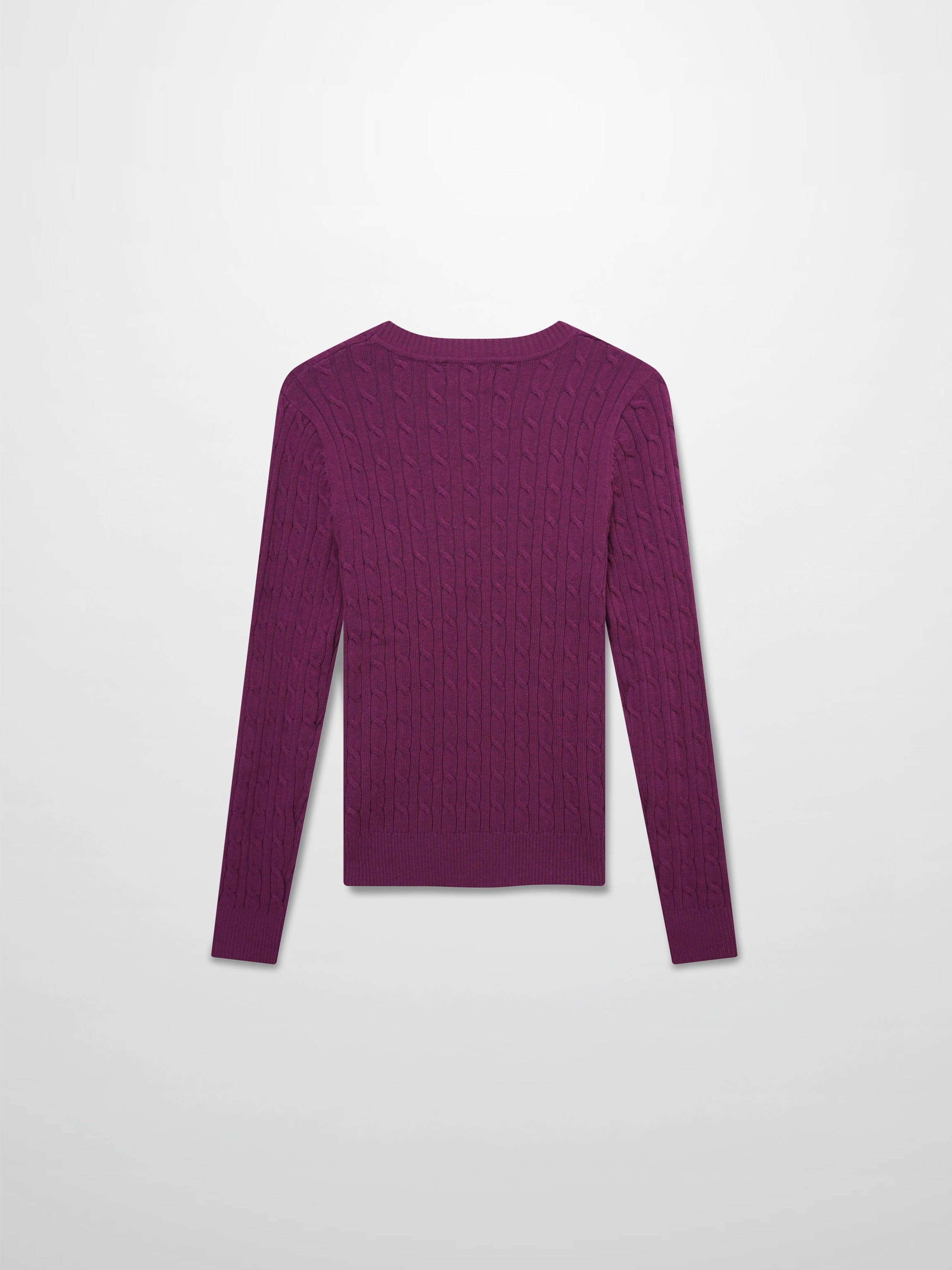 Crew Neck Cable Sweater-Berry