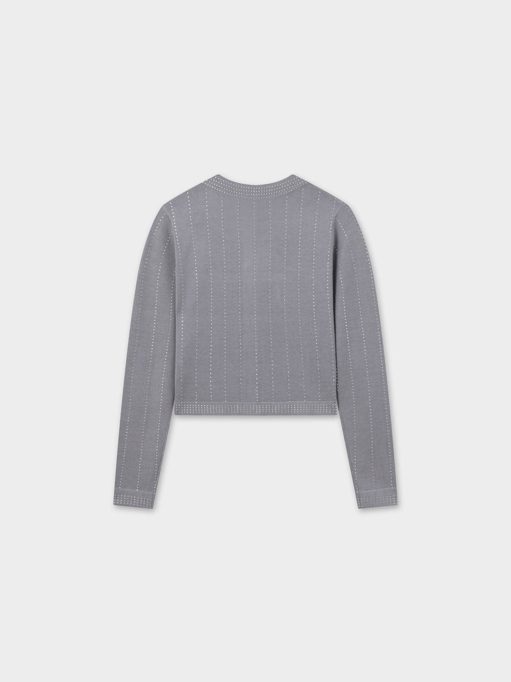 Crystal Pinstripe Crew Cardigan-Grey