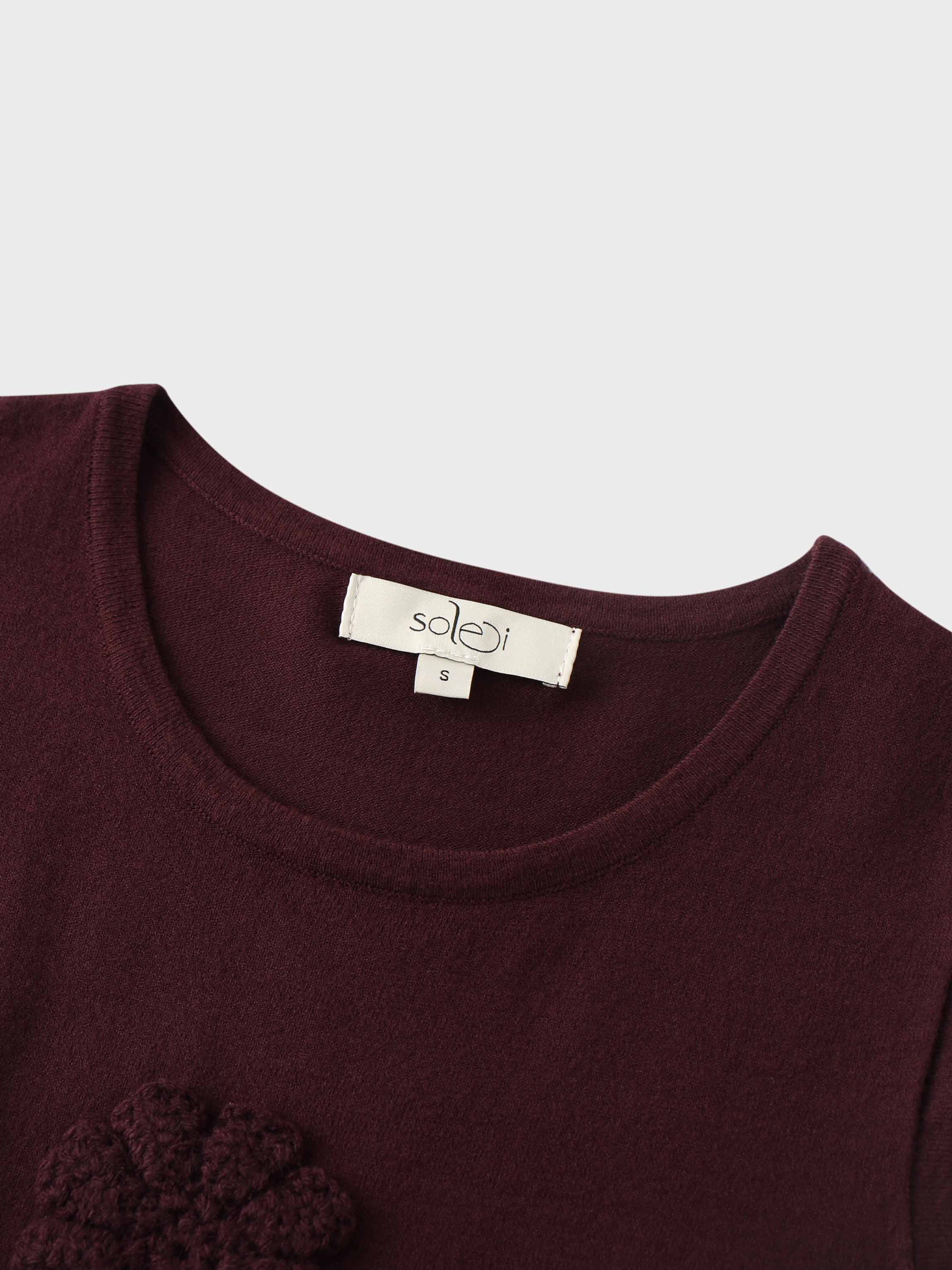 Crochet Puff Flower Sweater Set-Plum