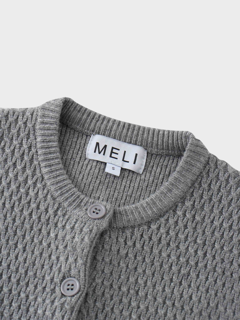 Textured Crew Cardigan-Grey