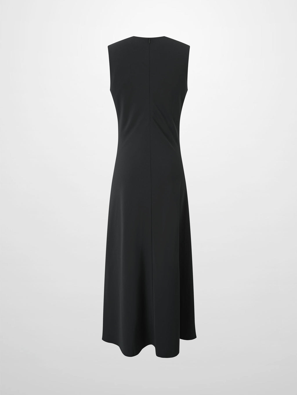 Faux Satin Crew Neck Slip Dress-Black
