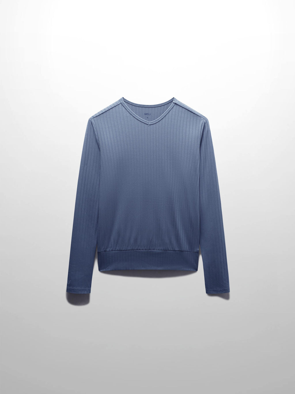 Ribbed High V Bomber-Denim Blue