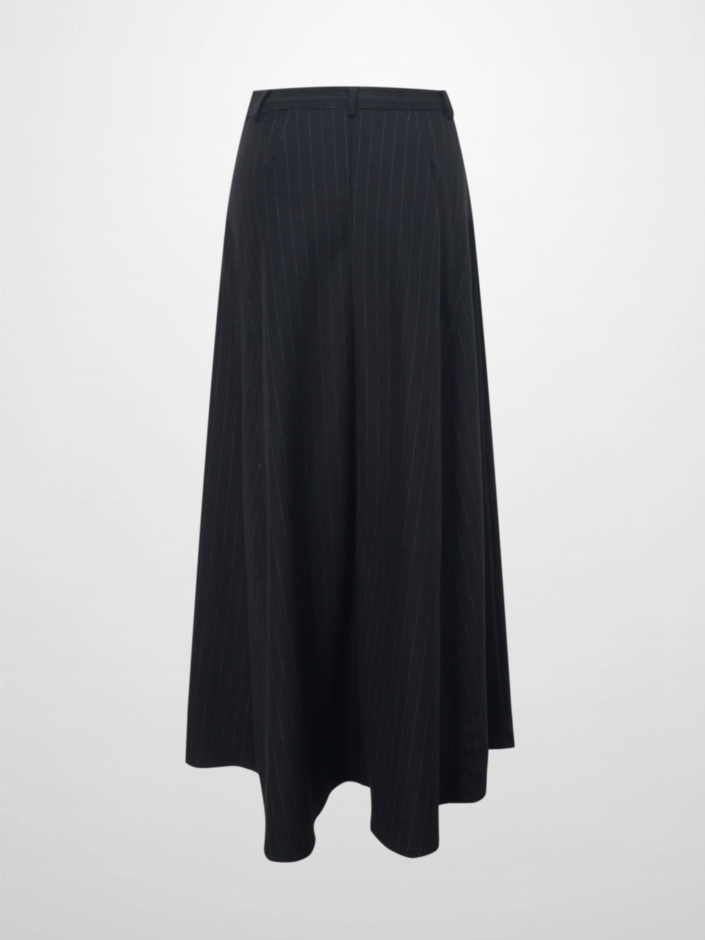 Wool Blend Yoke Skirt 37"-Black Pinstripe