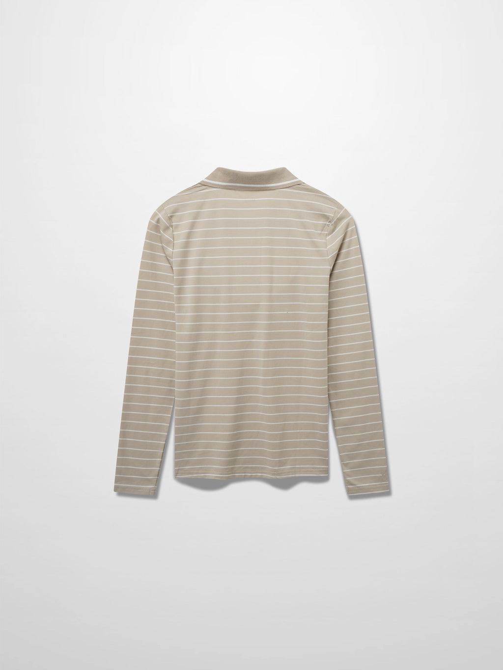 Striped Collar Snap Tee-Tan/White