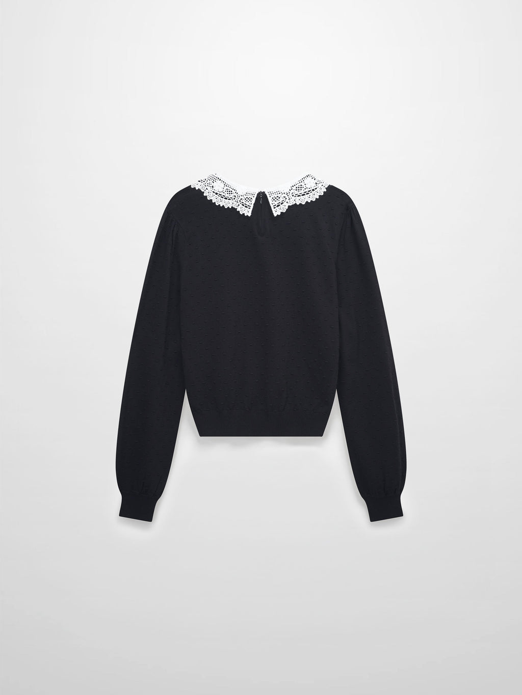 Crew Neck Pebbled Sweater-Black