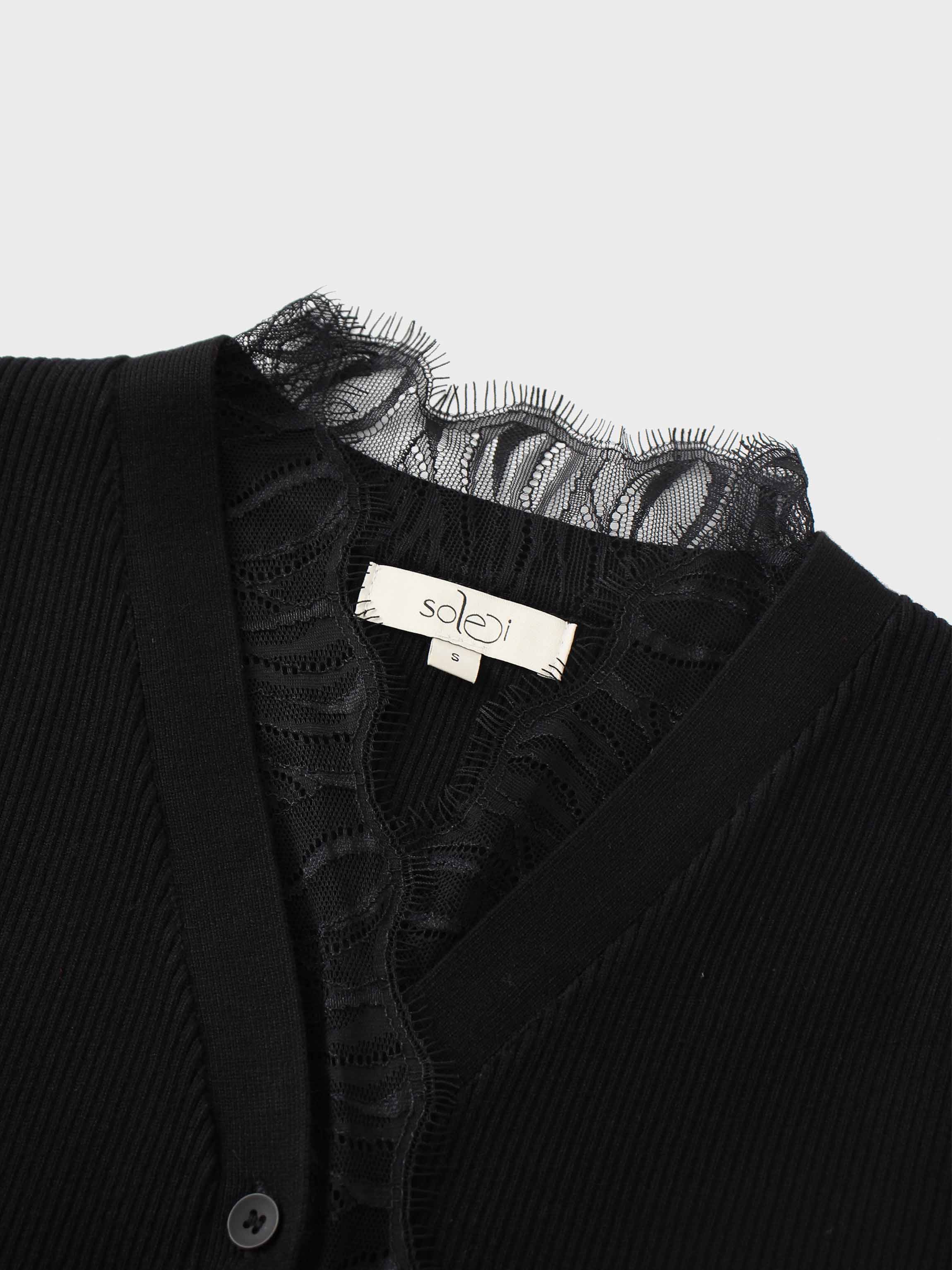 Lace Trimmed Sweater-Black