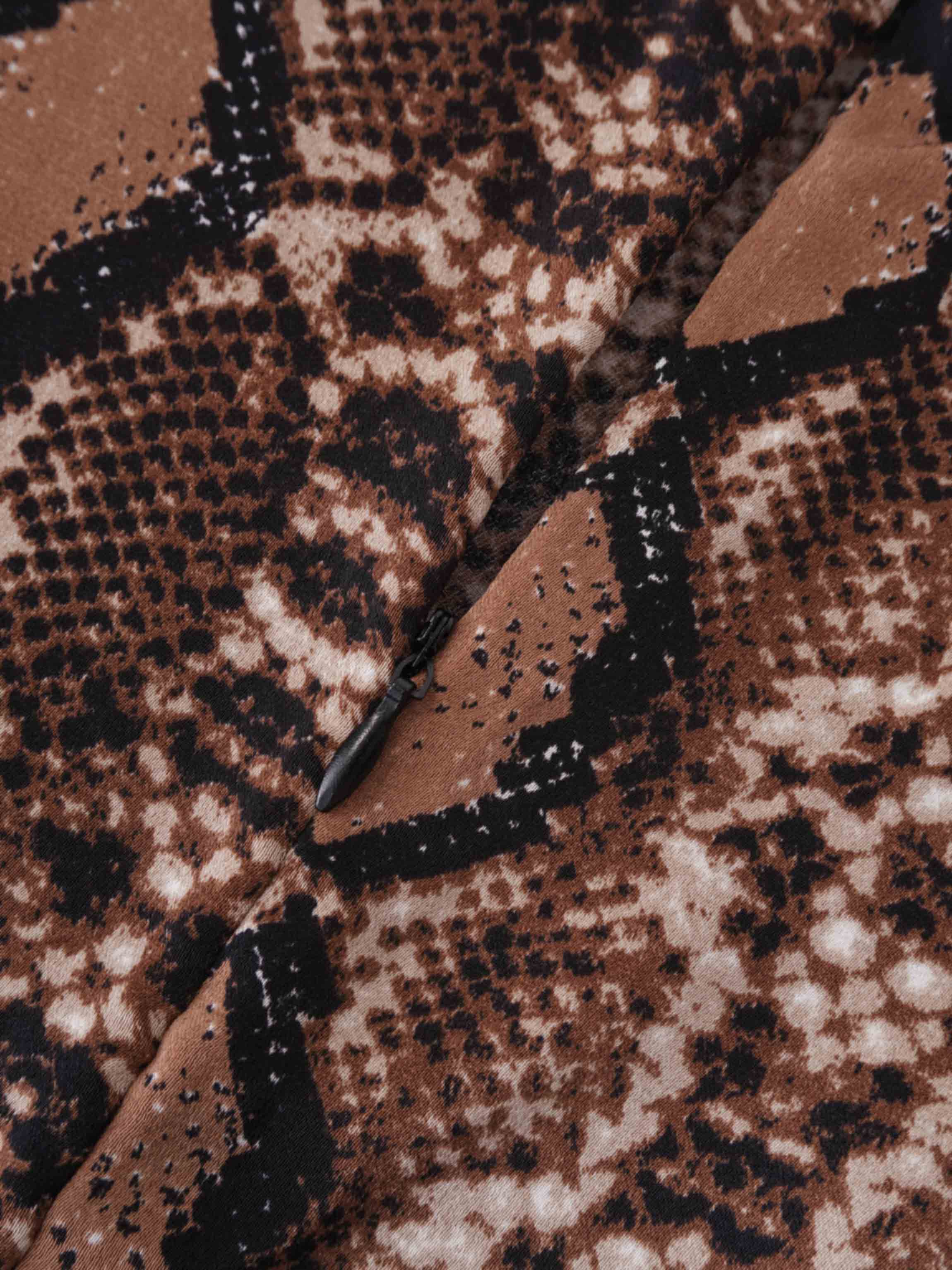 A-Line V Neck Slip Dress-Snakeskin