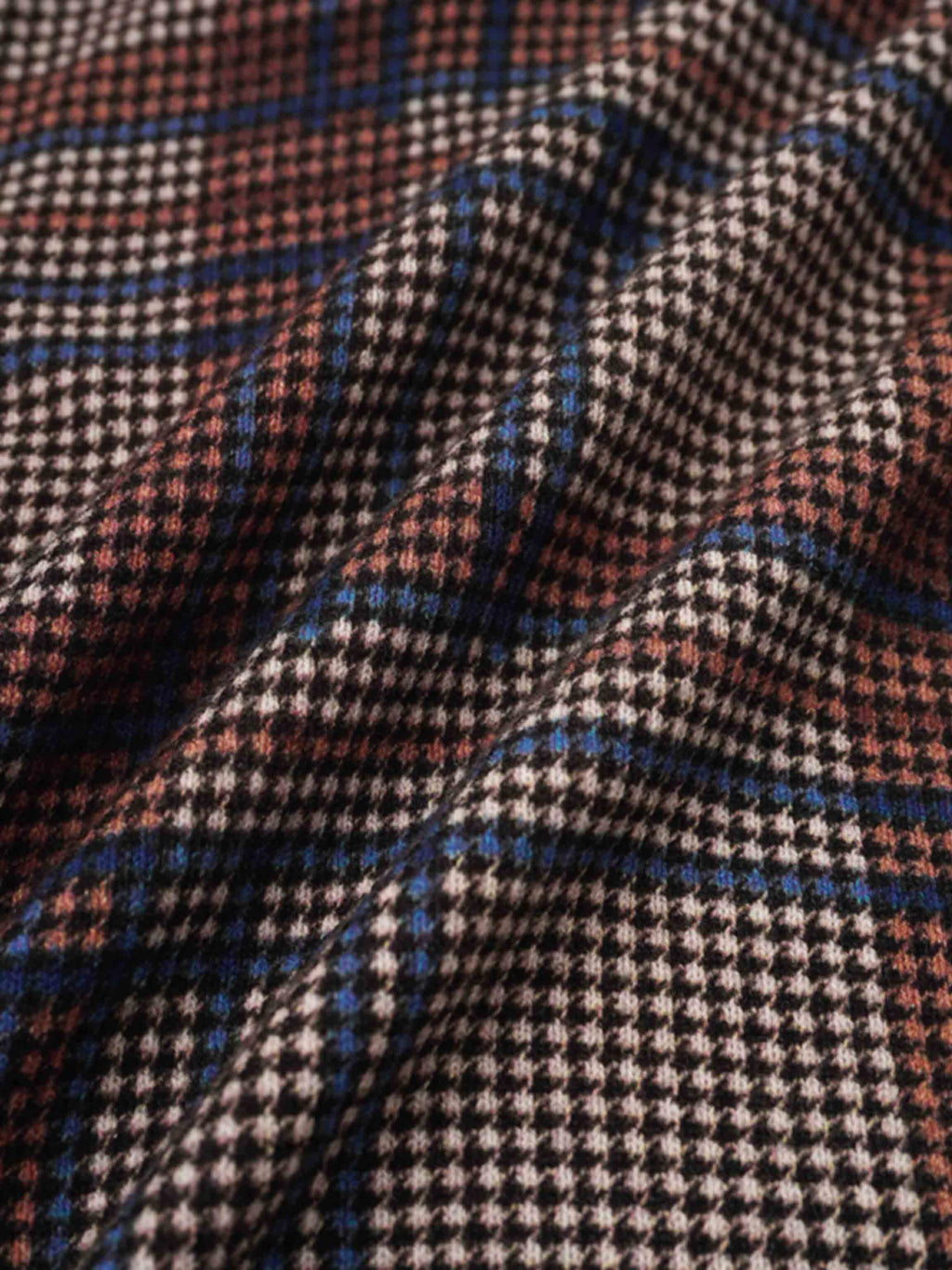 Thin Knit Turtleneck Sweater-Brown/Blue Plaid