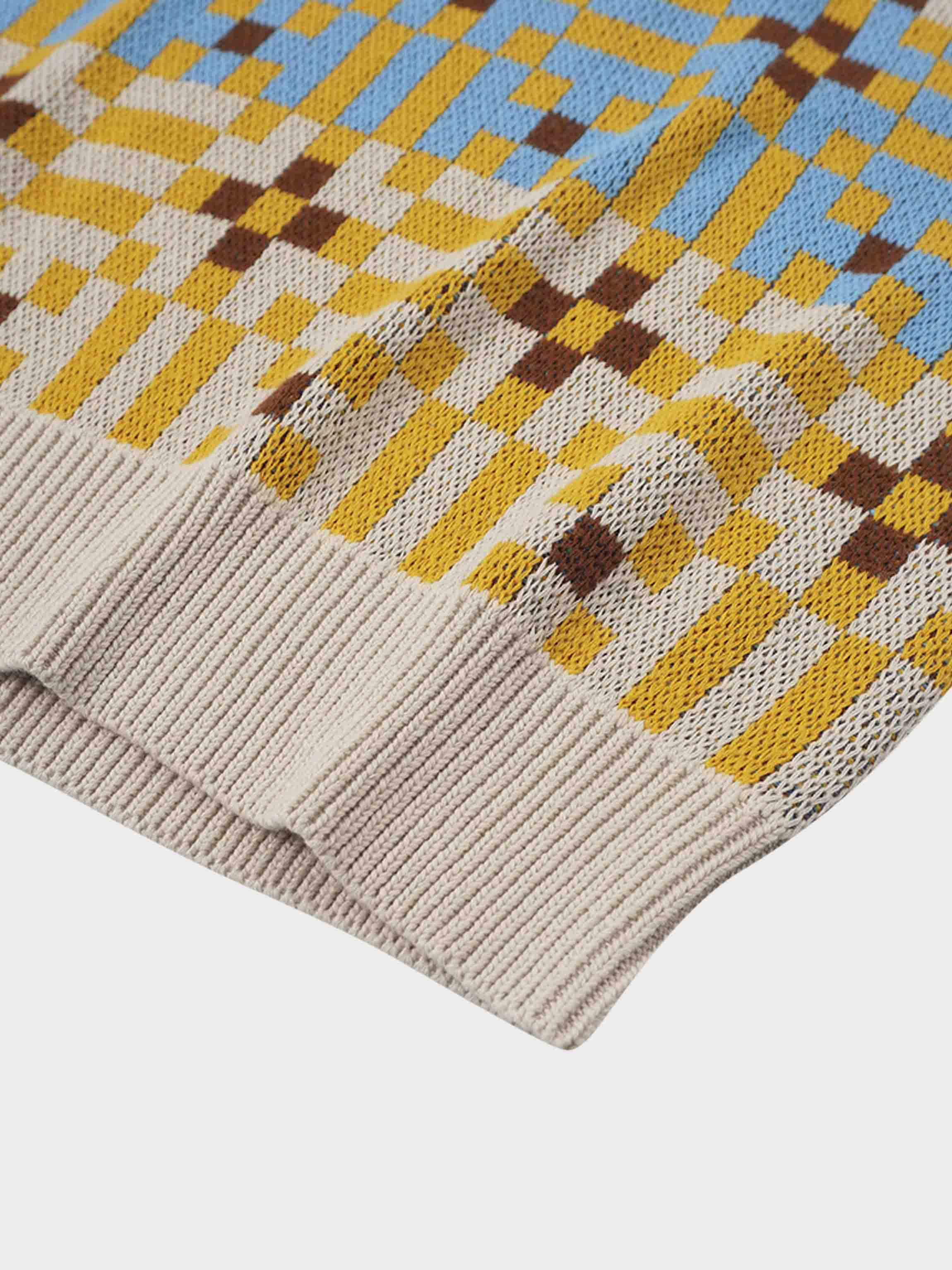 Geometric Design Sweater-Brown