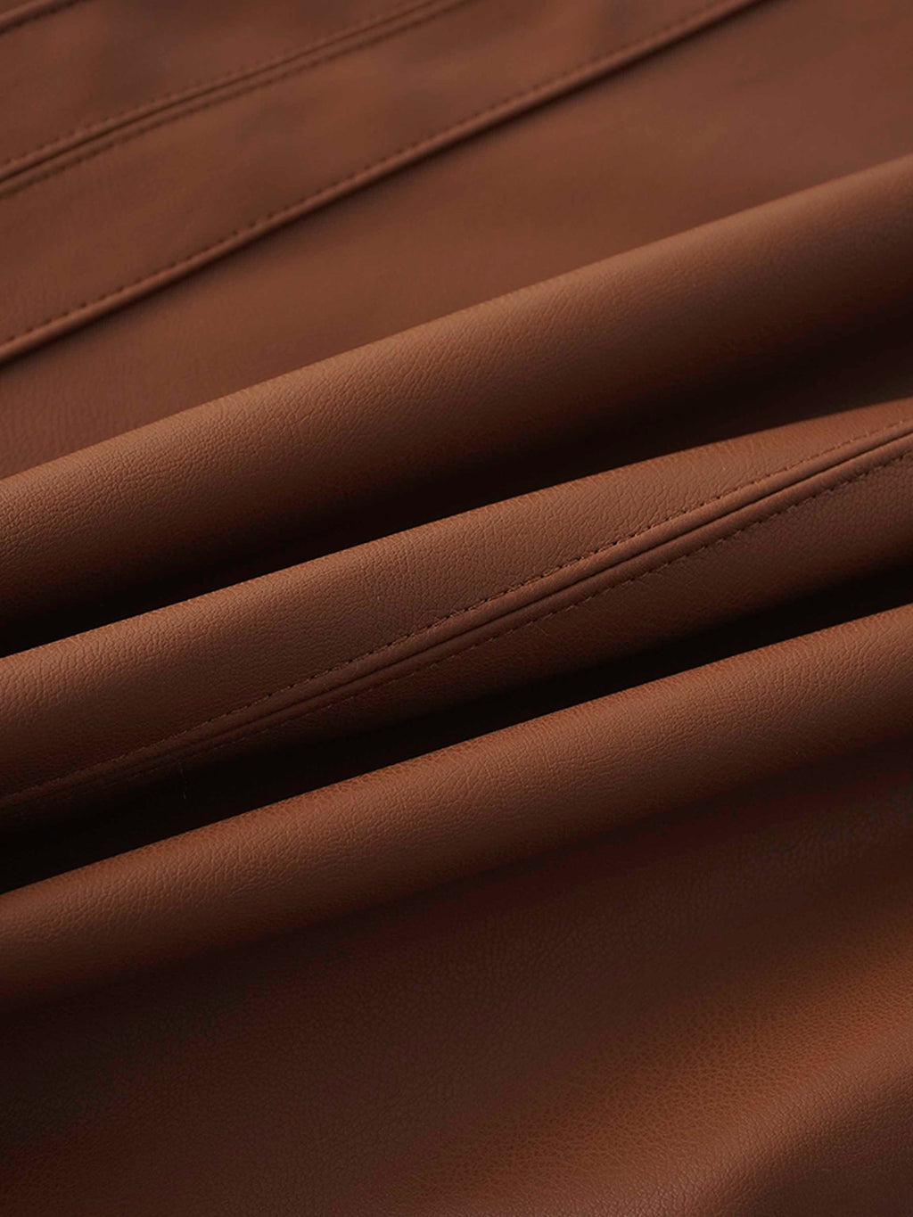 Faux Leather Seamed Jumper-Brown