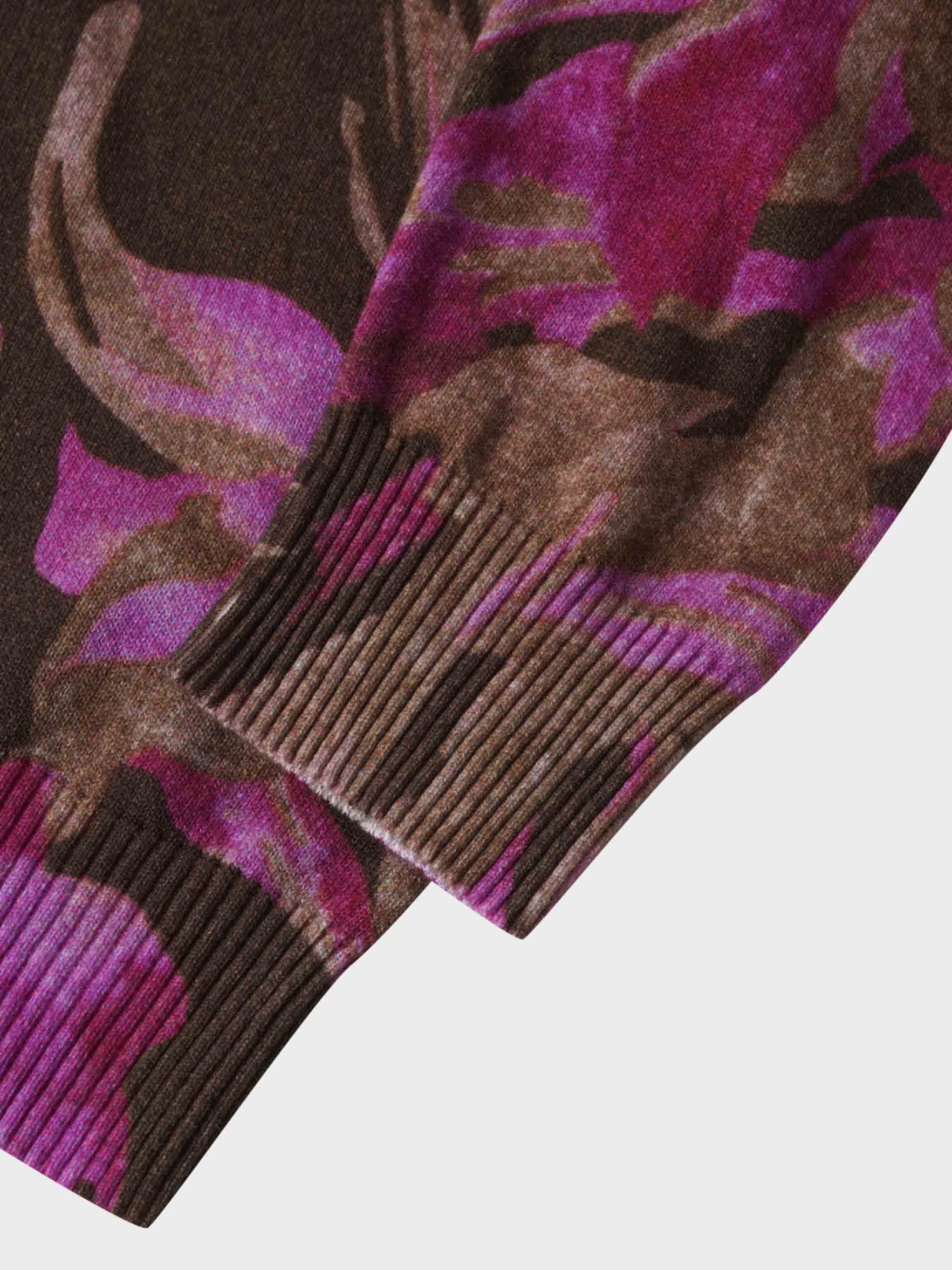 Printed Cardigan-Brown/Pink Floral