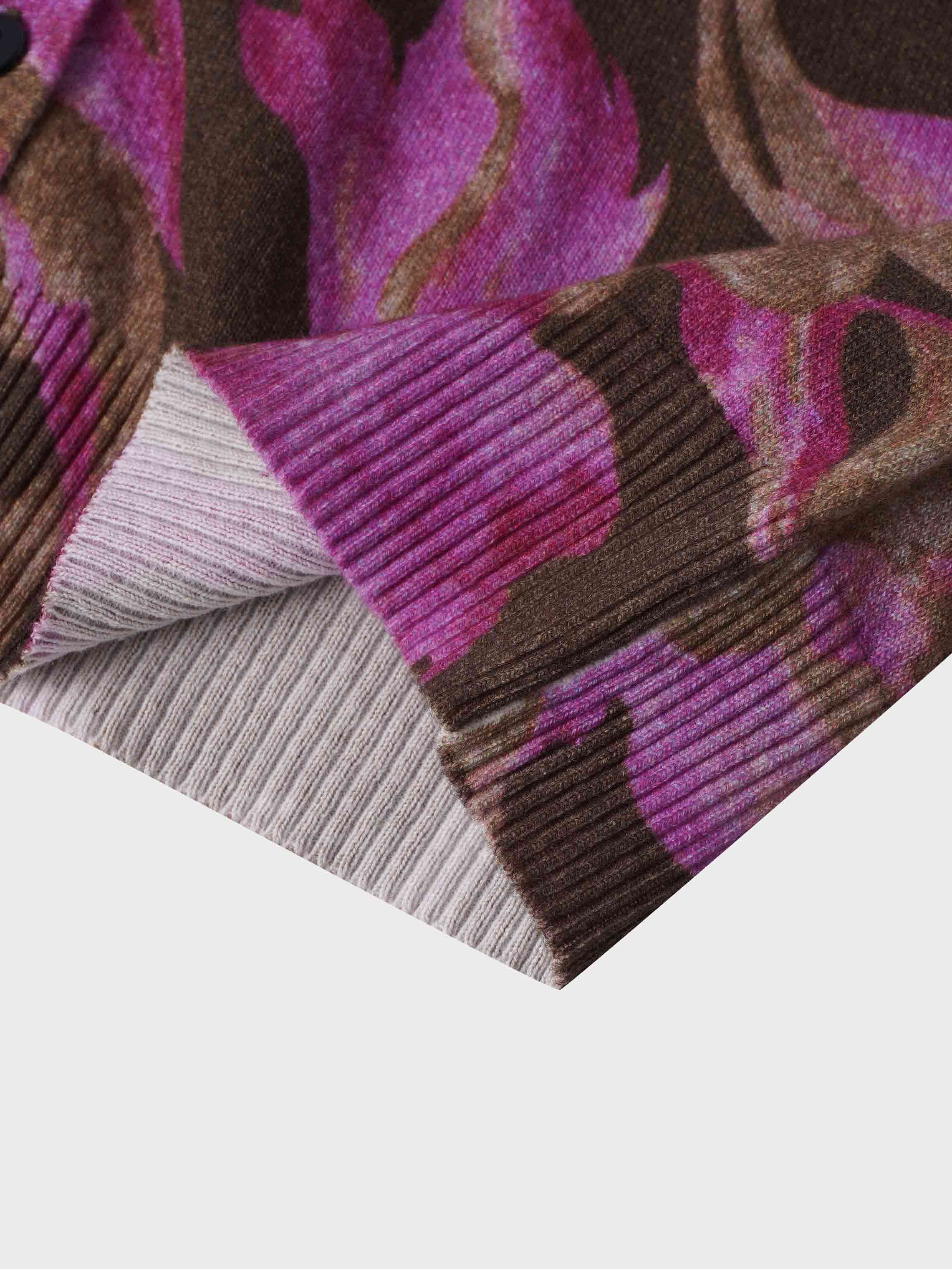 Printed Cardigan-Brown/Pink Floral