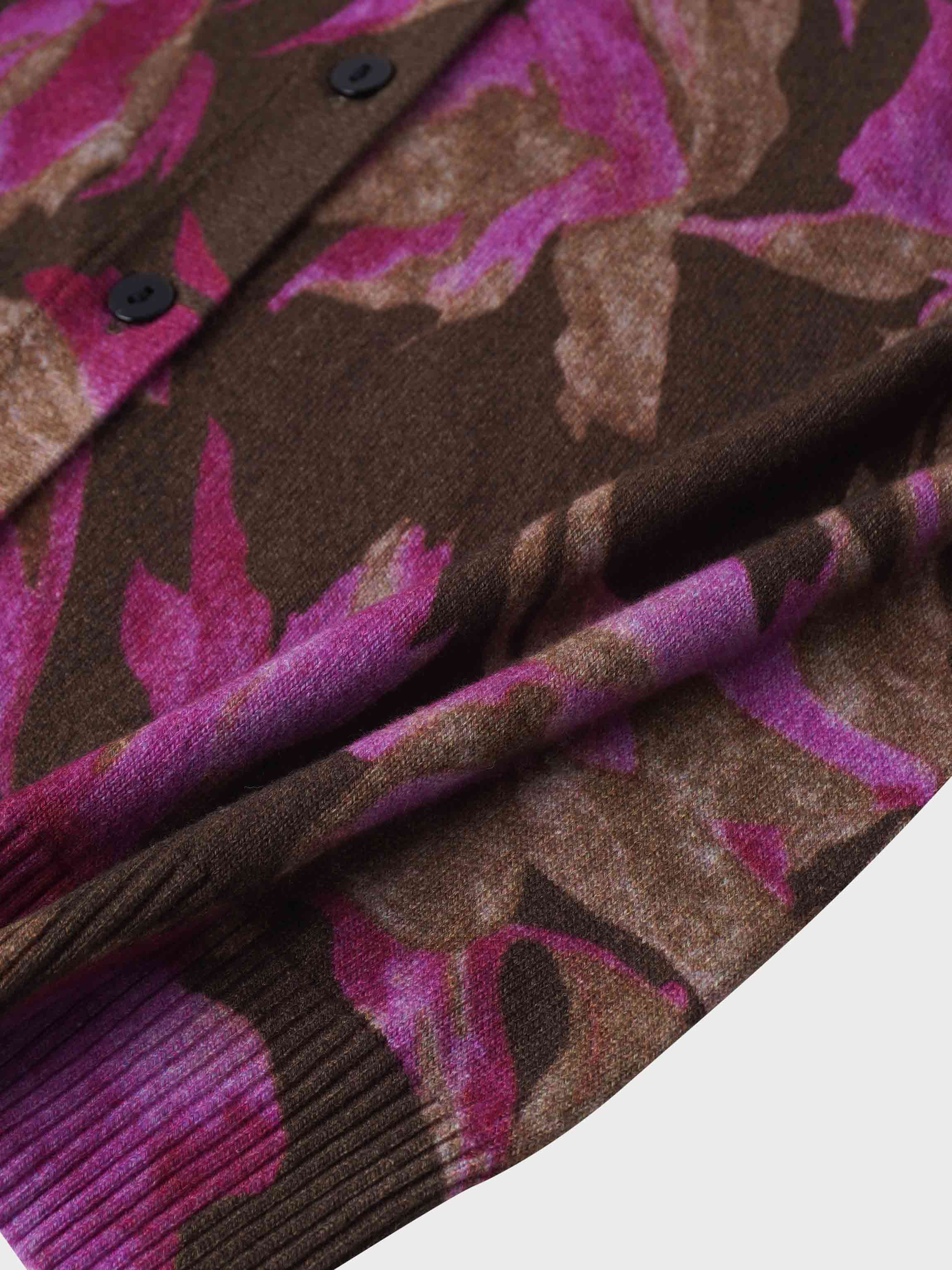 Printed Cardigan-Brown/Pink Floral
