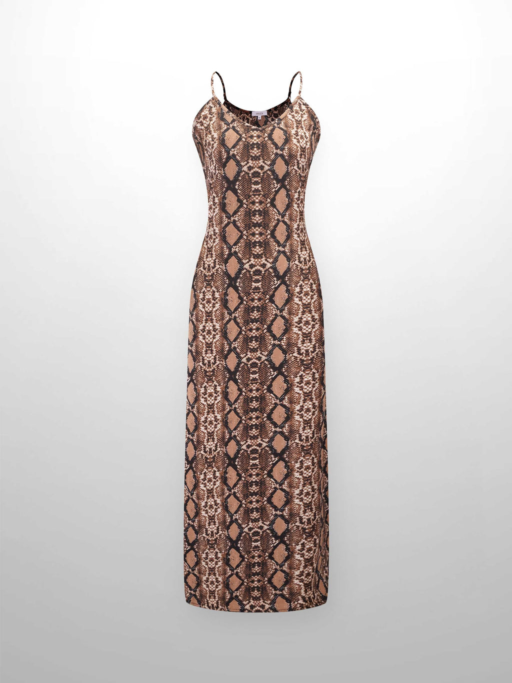 A-Line V Neck Slip Dress-Snakeskin