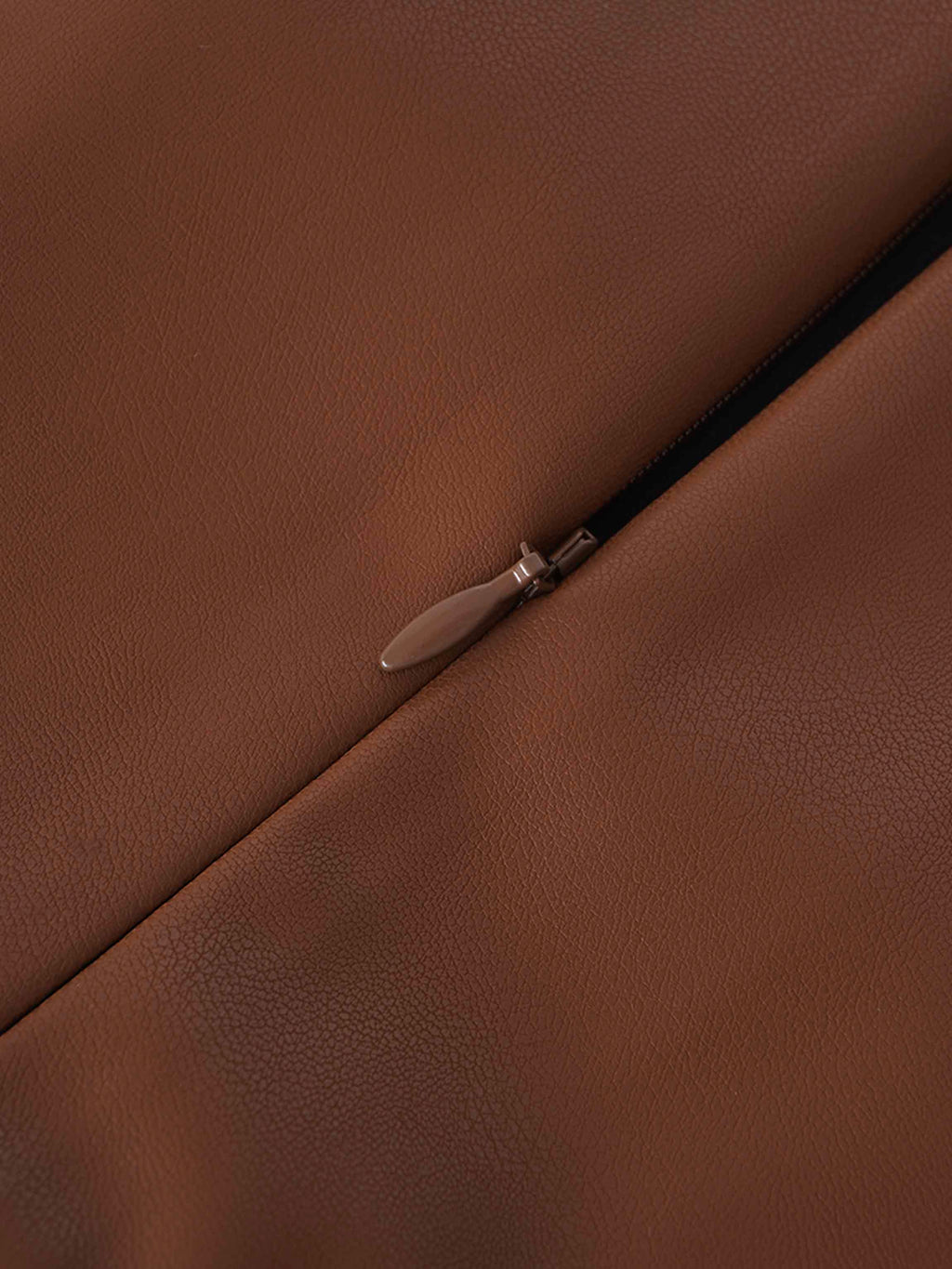 Faux Leather Seamed Jumper-Brown