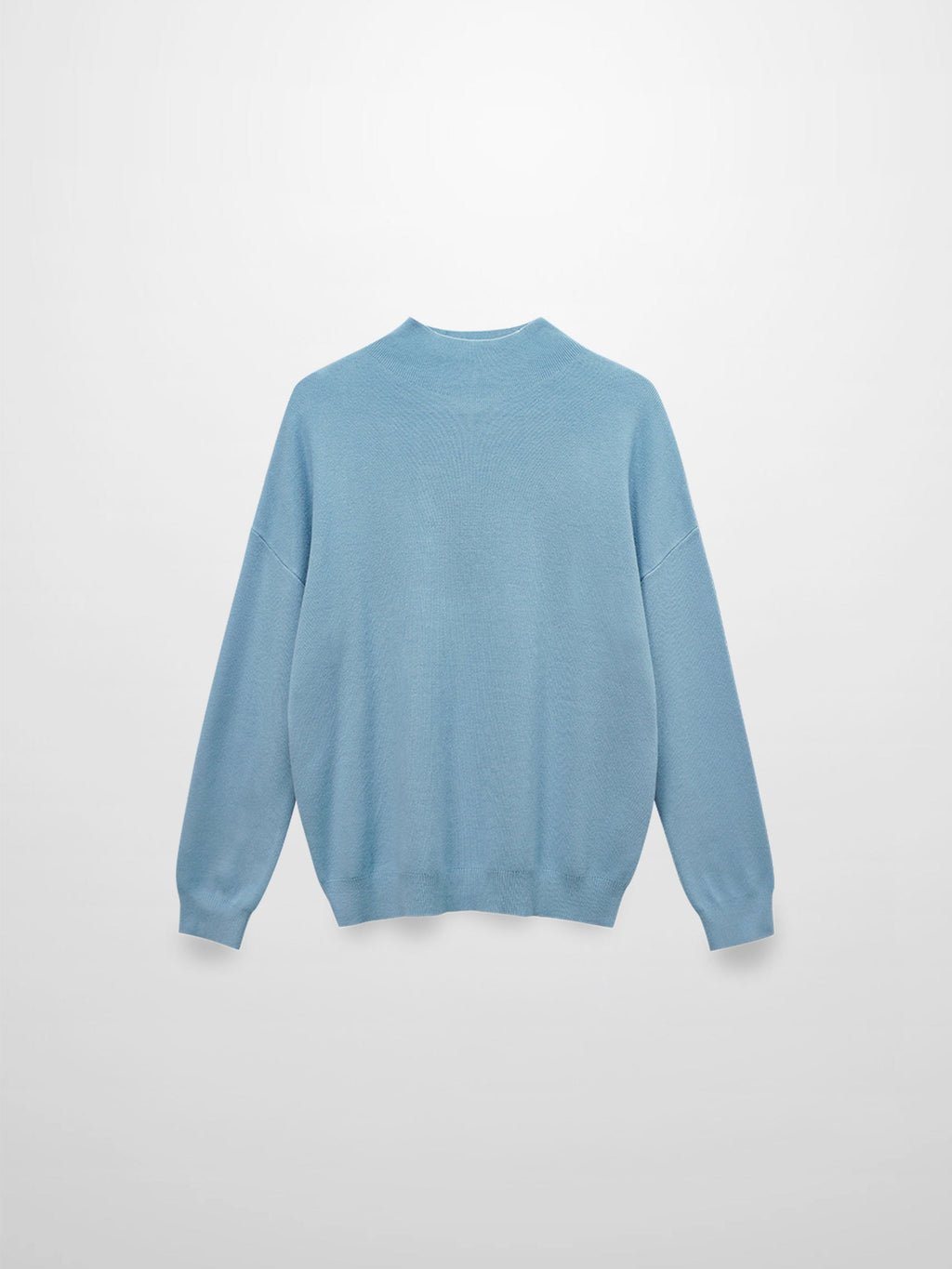 Mock Neck Thin Knit Sweater-Light Blue