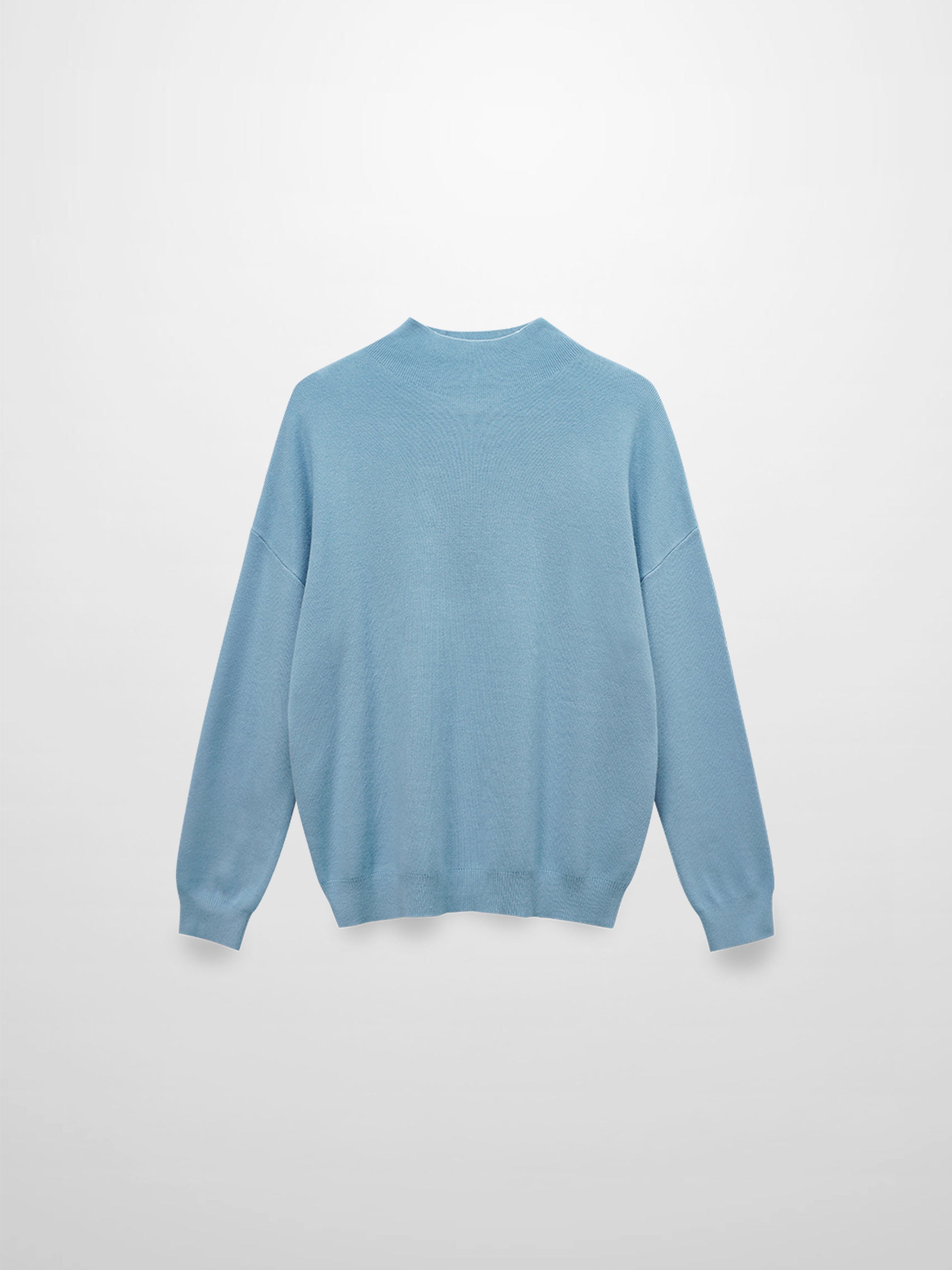 Mock Neck Thin Knit Sweater-Light Blue