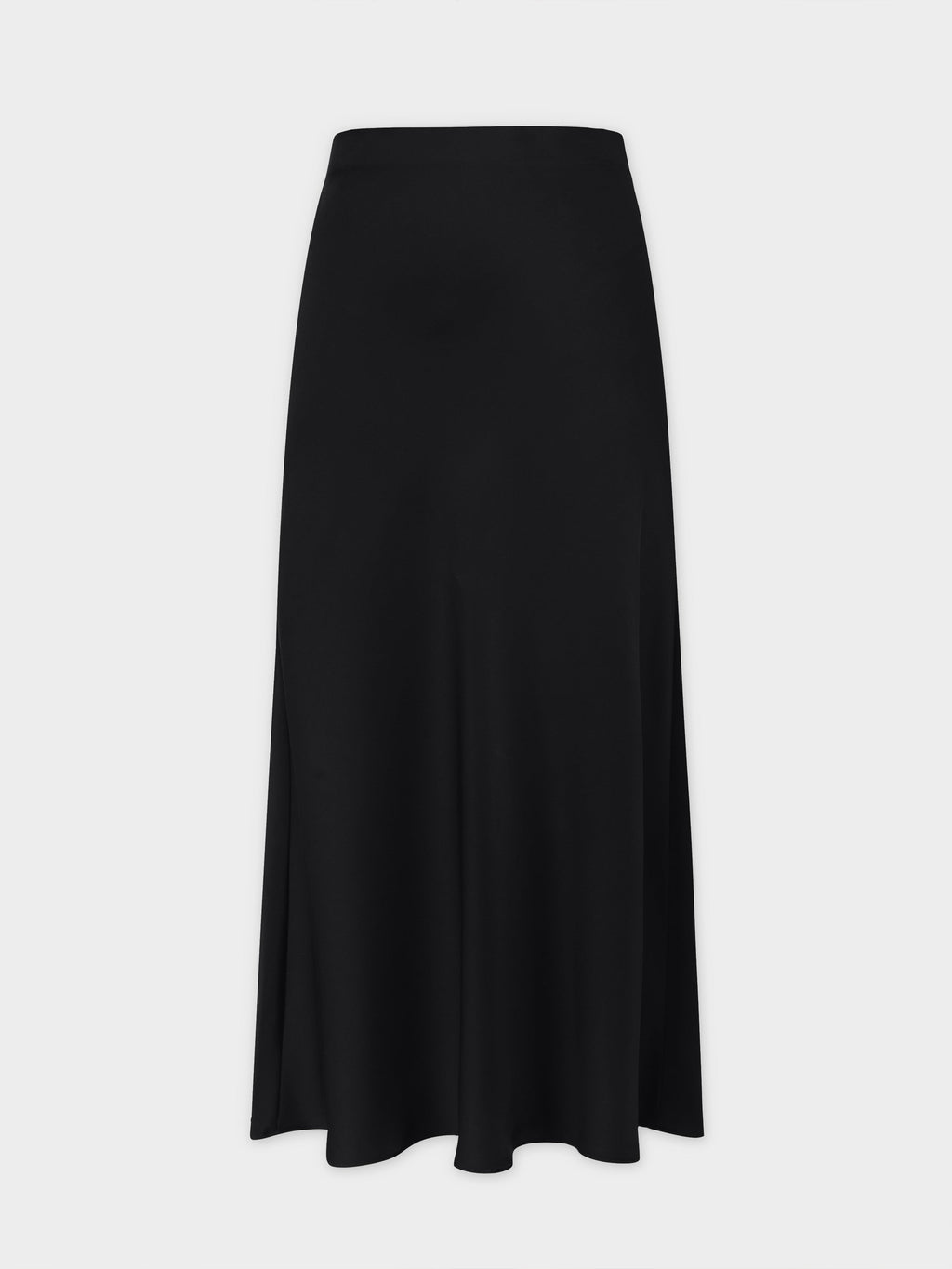 Solid Faux Satin Slip Skirt-Black