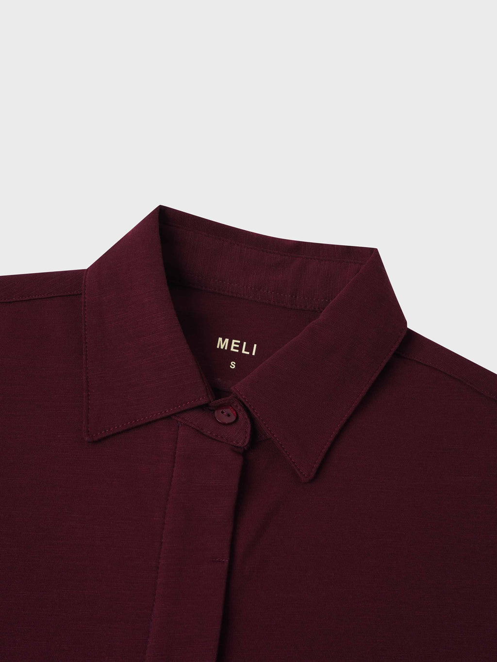 Button Down T-Shirt Blouse-Burgundy
