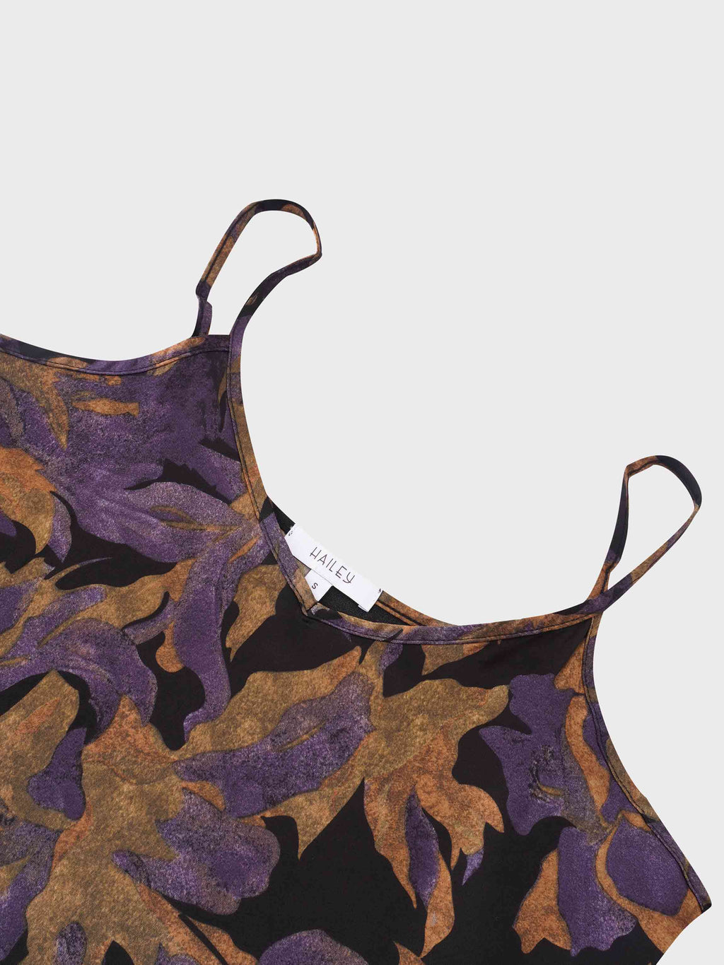 A-Line V Neck Slip Dress-Purple Floral