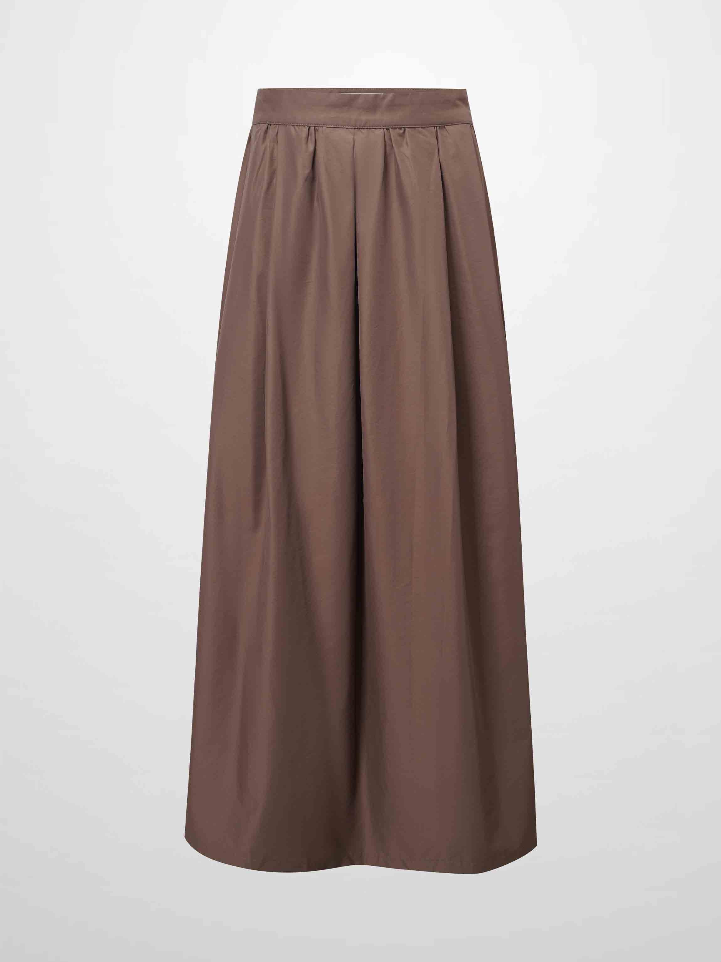 Waisted Full Taffeta Skirt-Mocha Mousse
