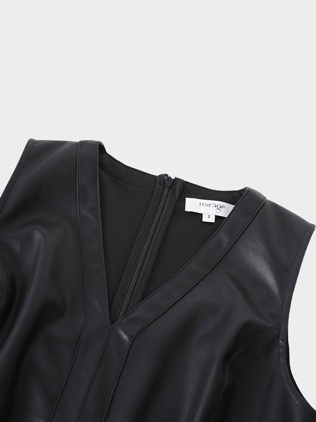 Faux Leather Seamed Jumper - Black