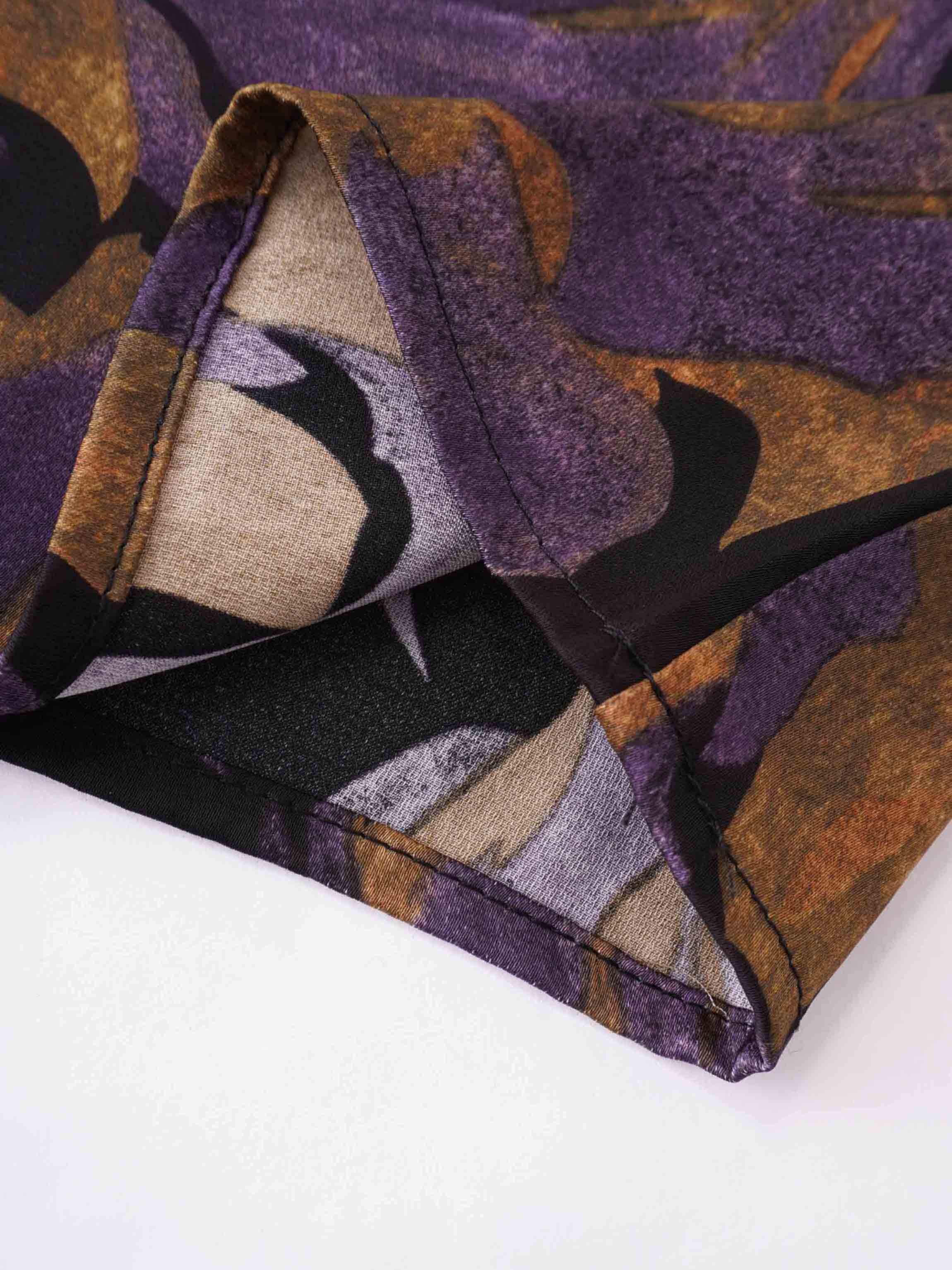 A-Line V Neck Slip Dress-Purple Floral