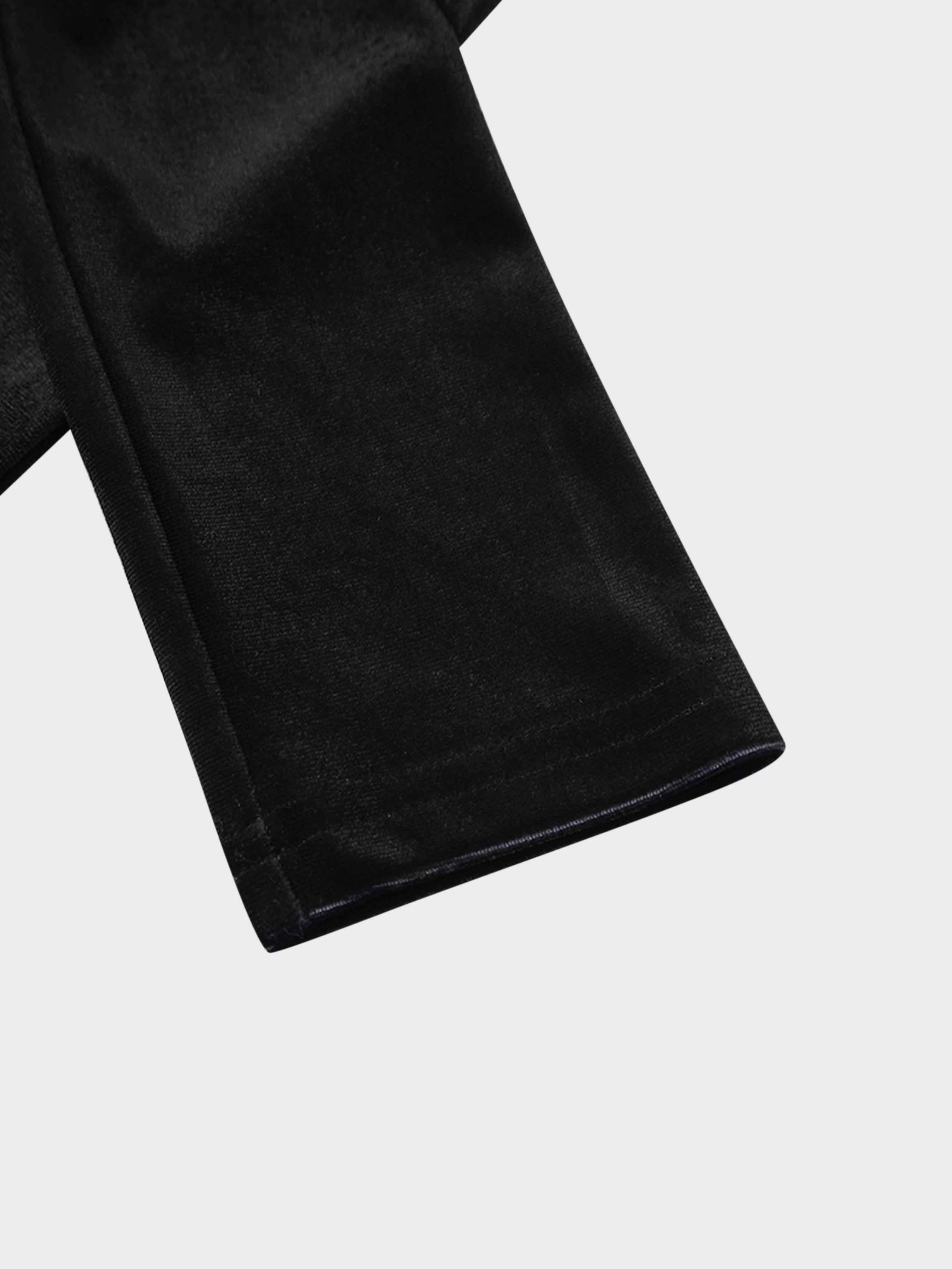 Flower Printed Velour Turtleneck-Black