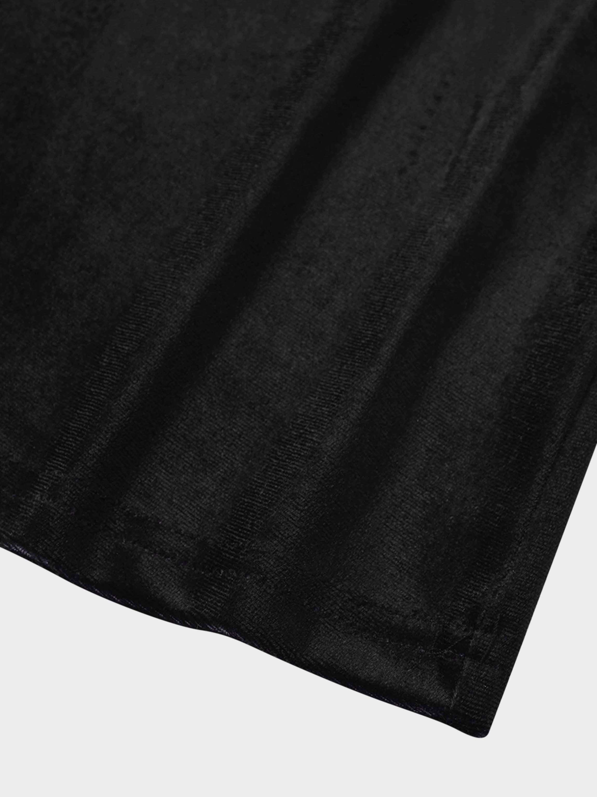 Flower Printed Velour Turtleneck-Black