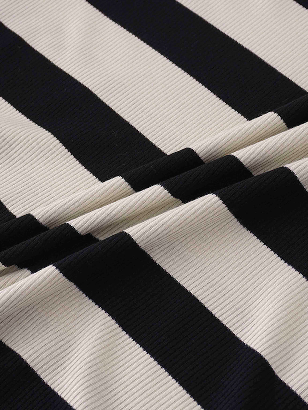 Ribbed Striped High V Tee Long Sleeve-Tan/Black
